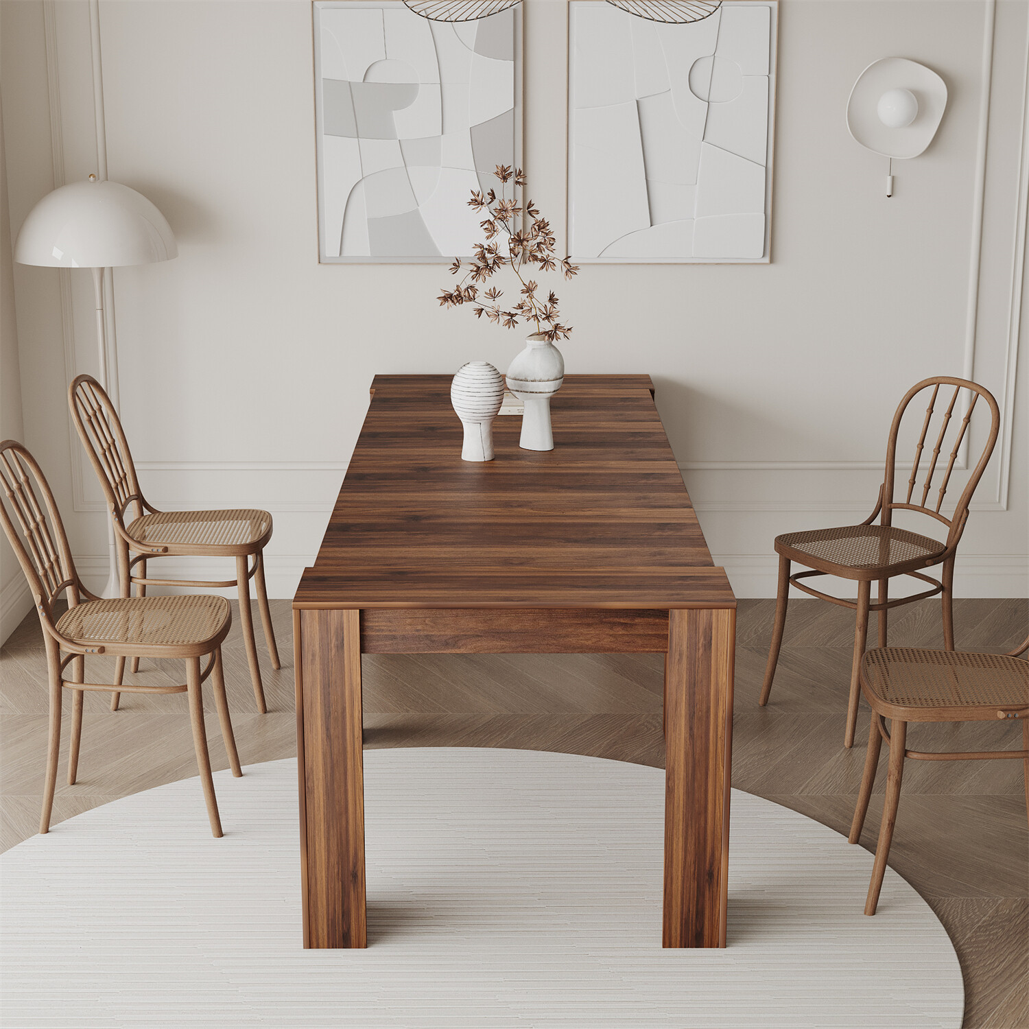 Multifunction Extendable Dining Table Kitchen Table Modern Rectangular Table US