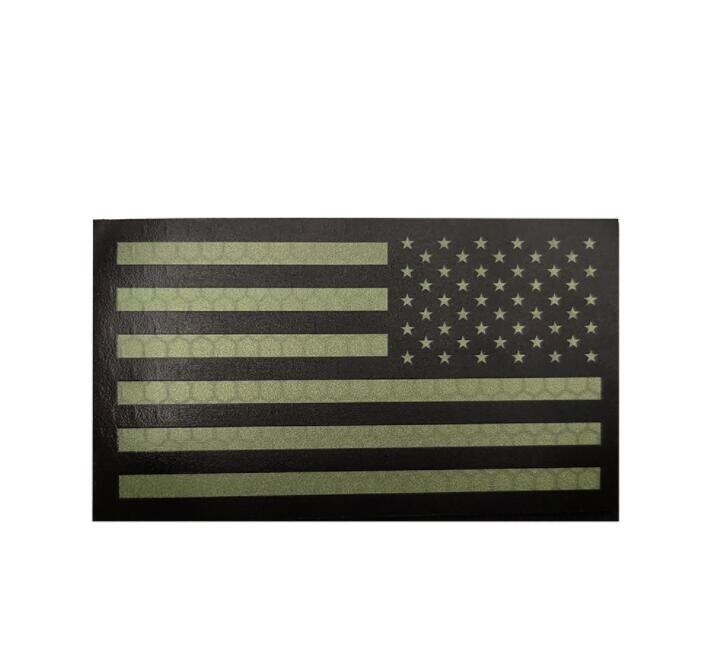 Reflective IR US AMERICAN FLAG REVERSE LEFT RIGHT SHOULDER HOOK 2 PATCHES DARK-