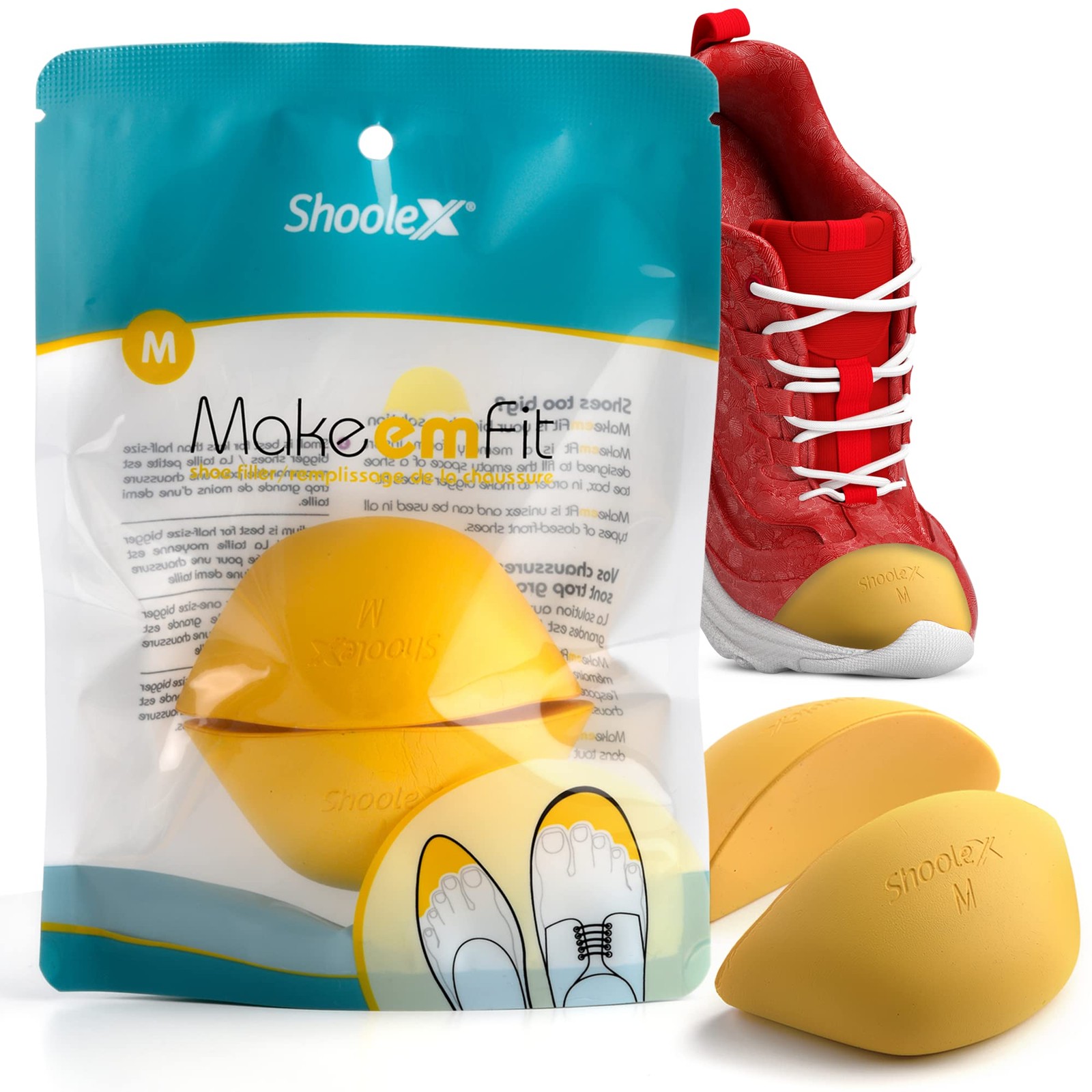 Shoolex, Big Shoe Filler, Unisex Shoe Inserts To Make Big Shoes Fit, M