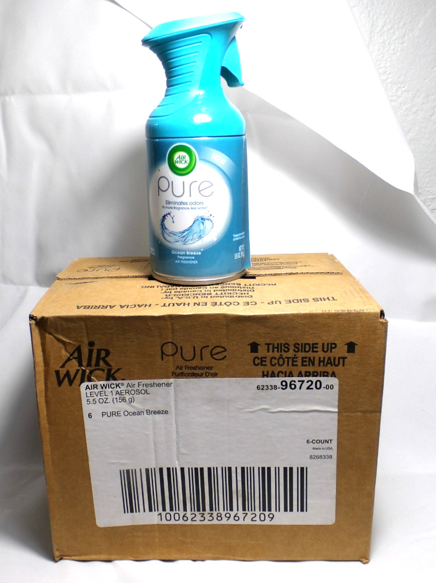 (6) Air Wick Pure Air Freshener Spray  OCEAN BREEZE   5.5oz FREE SHIPPING