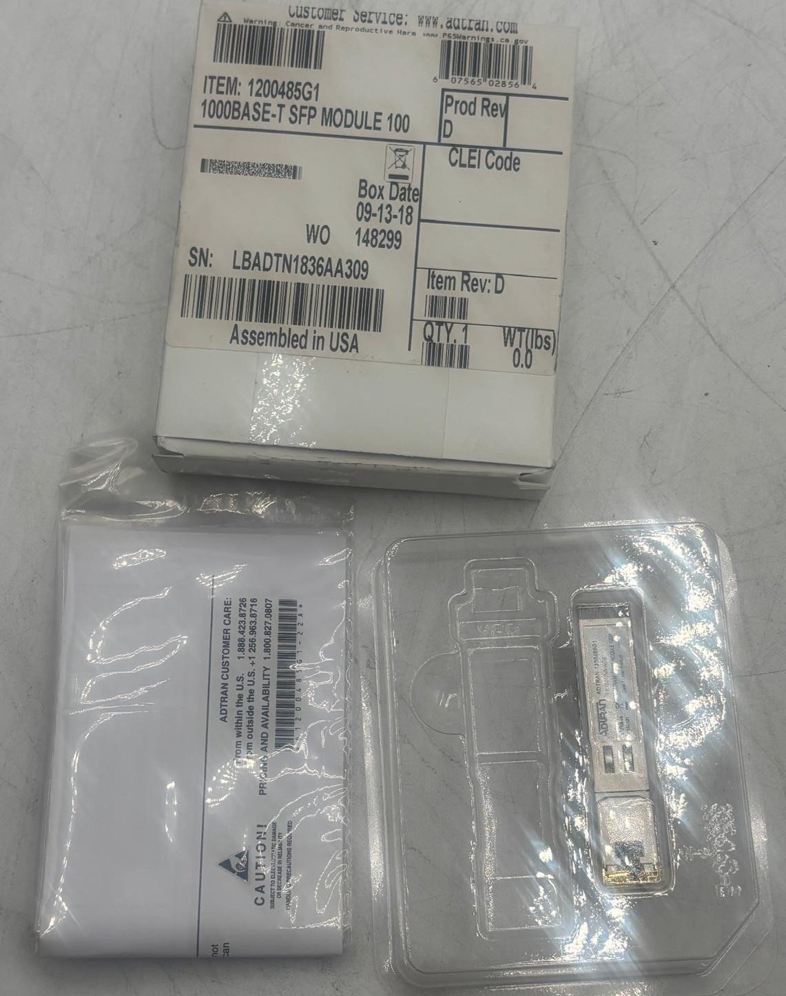 Adtran 1200485G1 Compatible 1000BASE-T SFP Module 100m - New