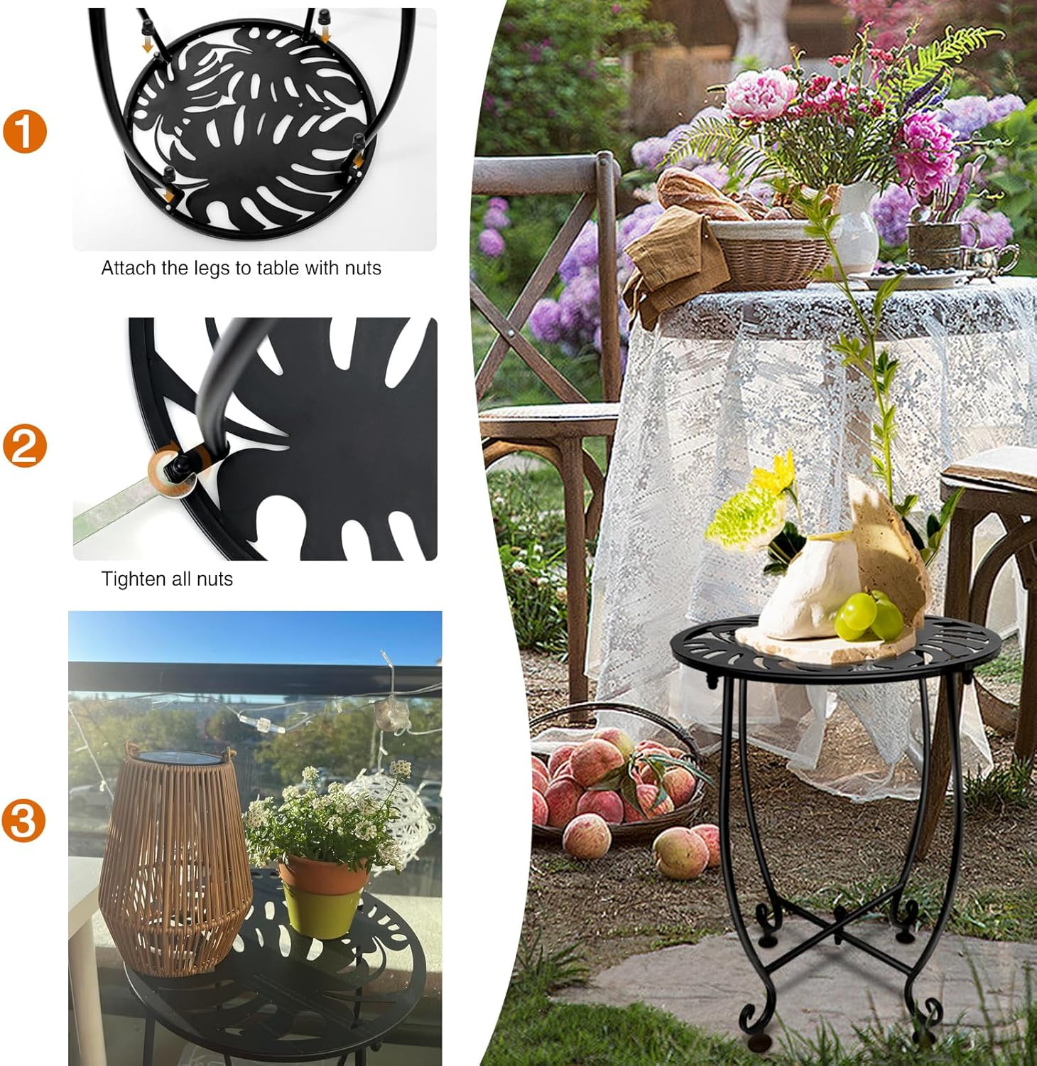 Outdoor Side Table for Small Spaces, Versatile 14 Inch round Metal End Table for