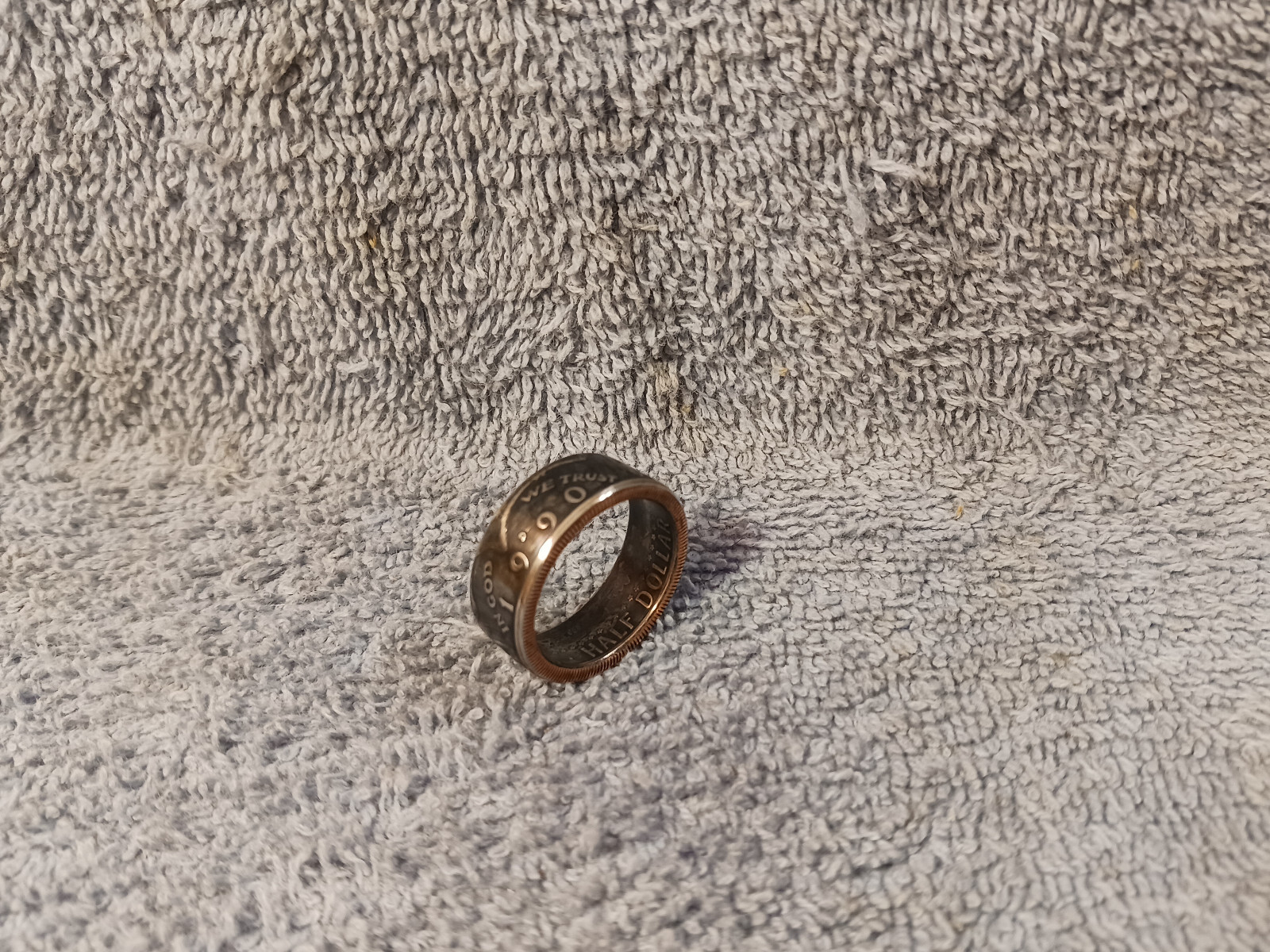 1990 Kennedy Half Dollars  size 11   coin ring  handmade mixed metals