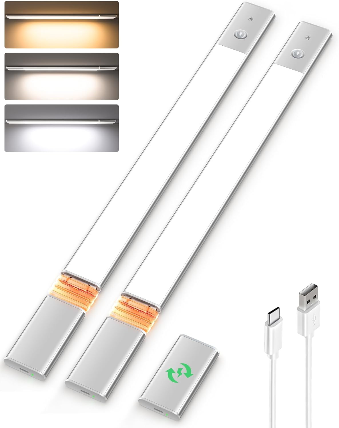 Dimmable Under Cabinet Lighting, 2-Pack Magnetic Motion Sensor LED Lights