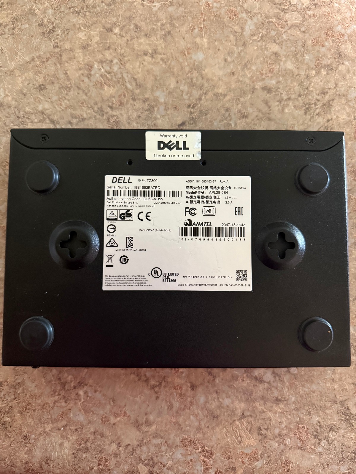 Dell SonicWall TZ300 Network Security Firewall Appliance NO AC ADAPTER