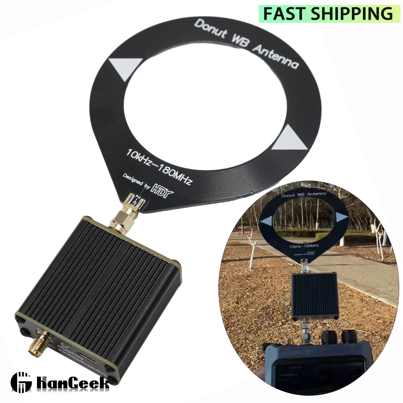 Donut WB Antenna w/ Transimpedance Amp f/ Quansheng UV-K5/K6 Walkie Talkie