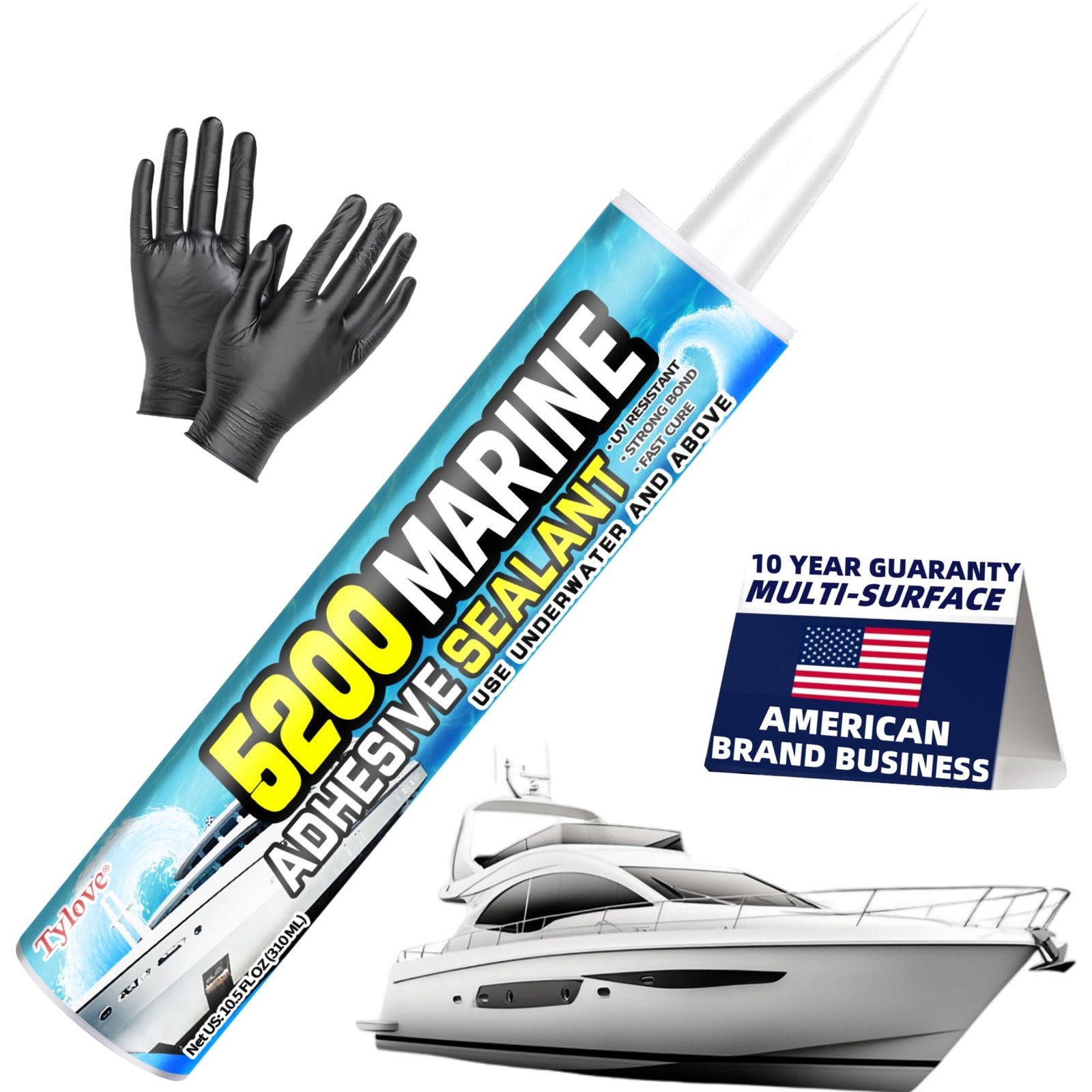 5200 Marine Sealant for Boats & RVs-Fast-Cure (30 Mins), Waterproof, WHITE 1A