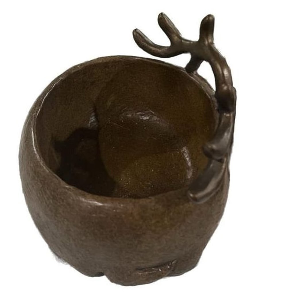 Vintage Iron Deer Head Bowl or Planter