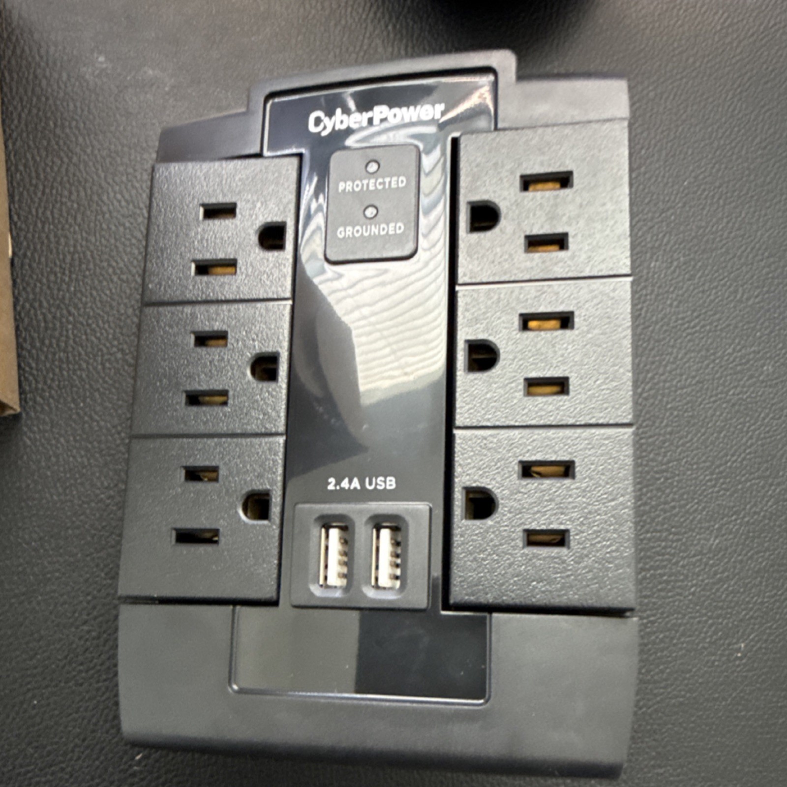 CyberPower CSP600WSU 8-Outlet Swivel Surge Protector 2 USB 1200J Black