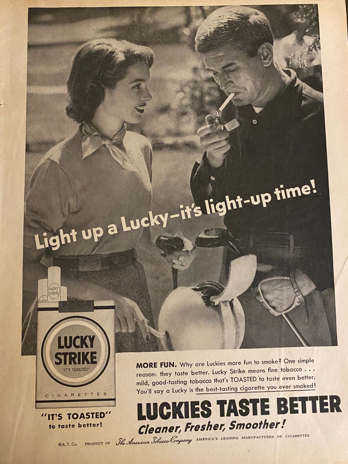 Lucky Strike Cigarettes, Luckies, Full Page Vintage Print Ad
