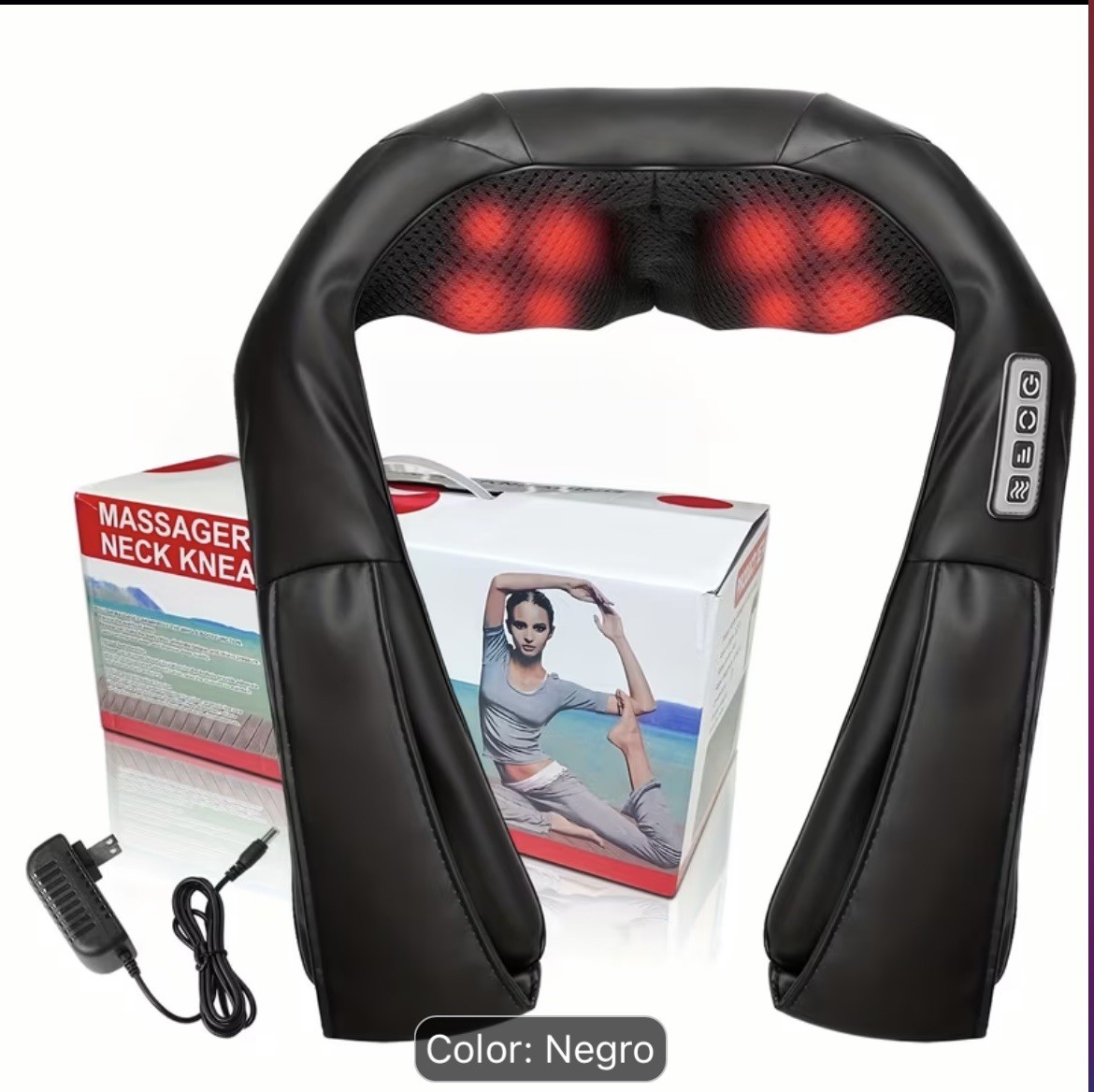 Masajeador de espalda, cuello y hombros con calor, masajeador eléctrico Shiatsu