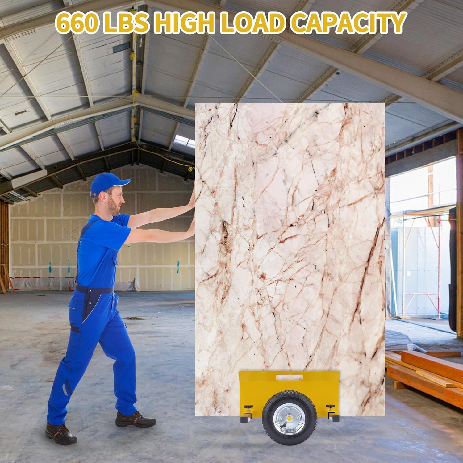 Effortless Drywall Mover Panel Dolly - 660LBS Load Capacity & Adjustable Panels