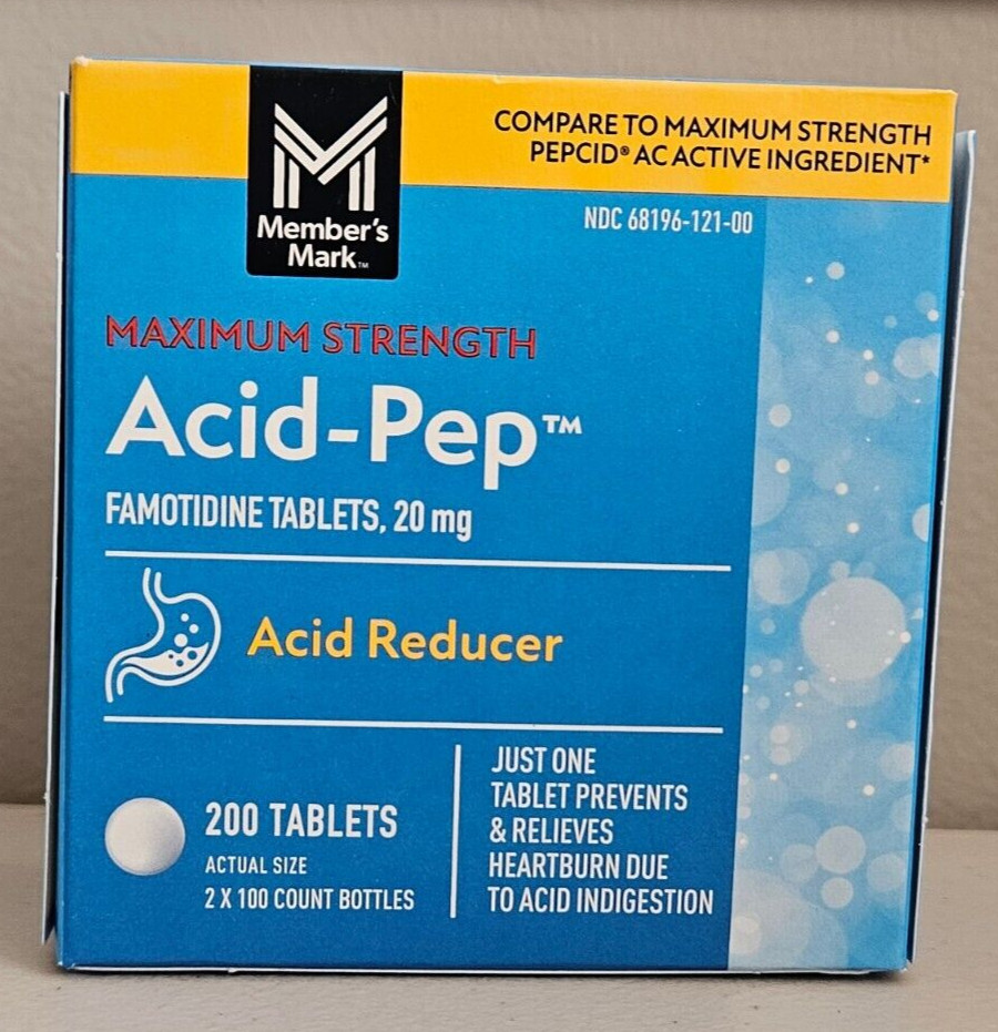 Member's Mark Famotidine 20 mg 200 ct Acid-Pep Acid Reducer Tablets Exp 02/2027