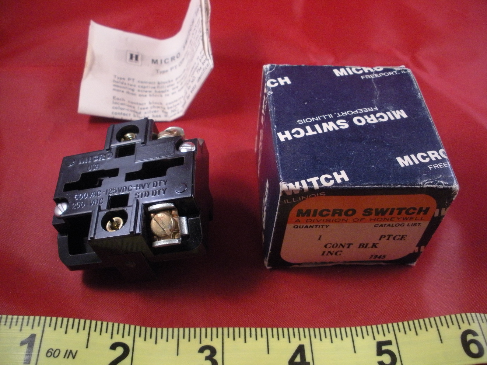 Honeywell Microswitch PTCE Black Contact Block 1 NC Switch 600vac 125v dc 250v