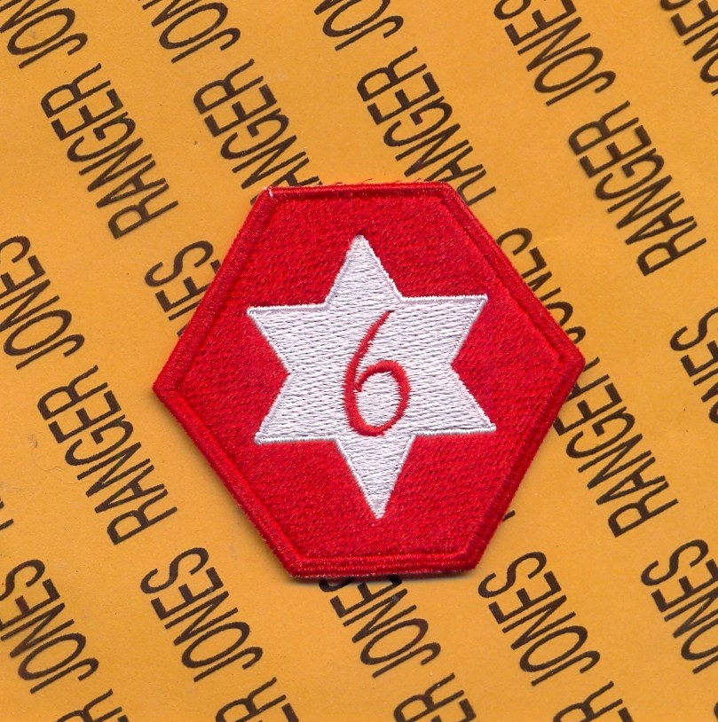 US Army 6th ARMY DIVISION Odd RED 6 SSI shoulder patch
