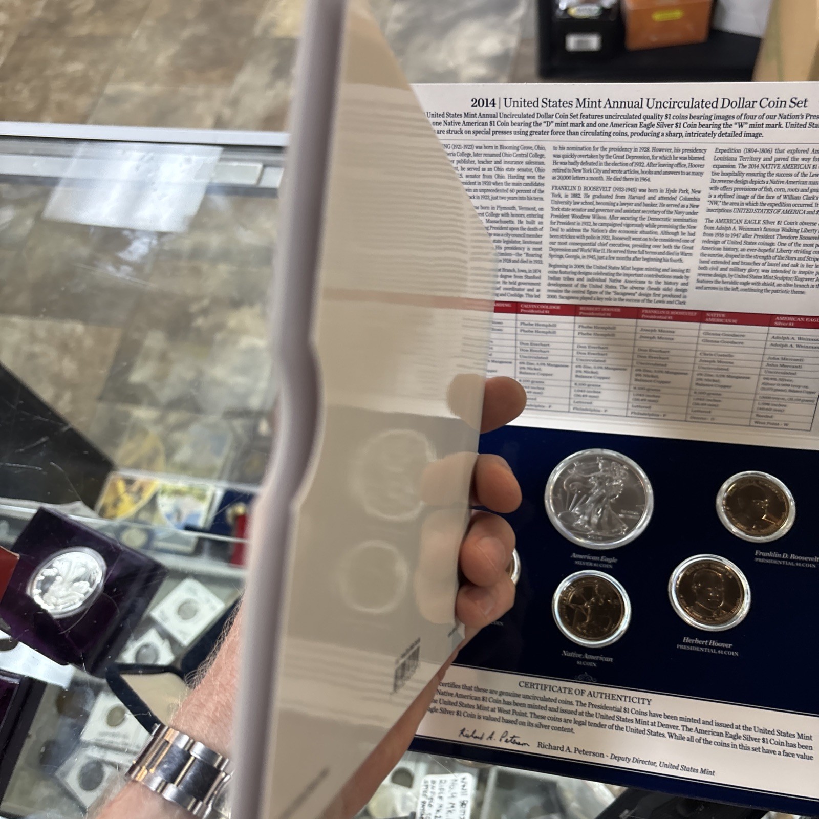 2014 US MINT ANNUAL UNCIRCULATED DOLLAR COIN SET - 6 WITH COA