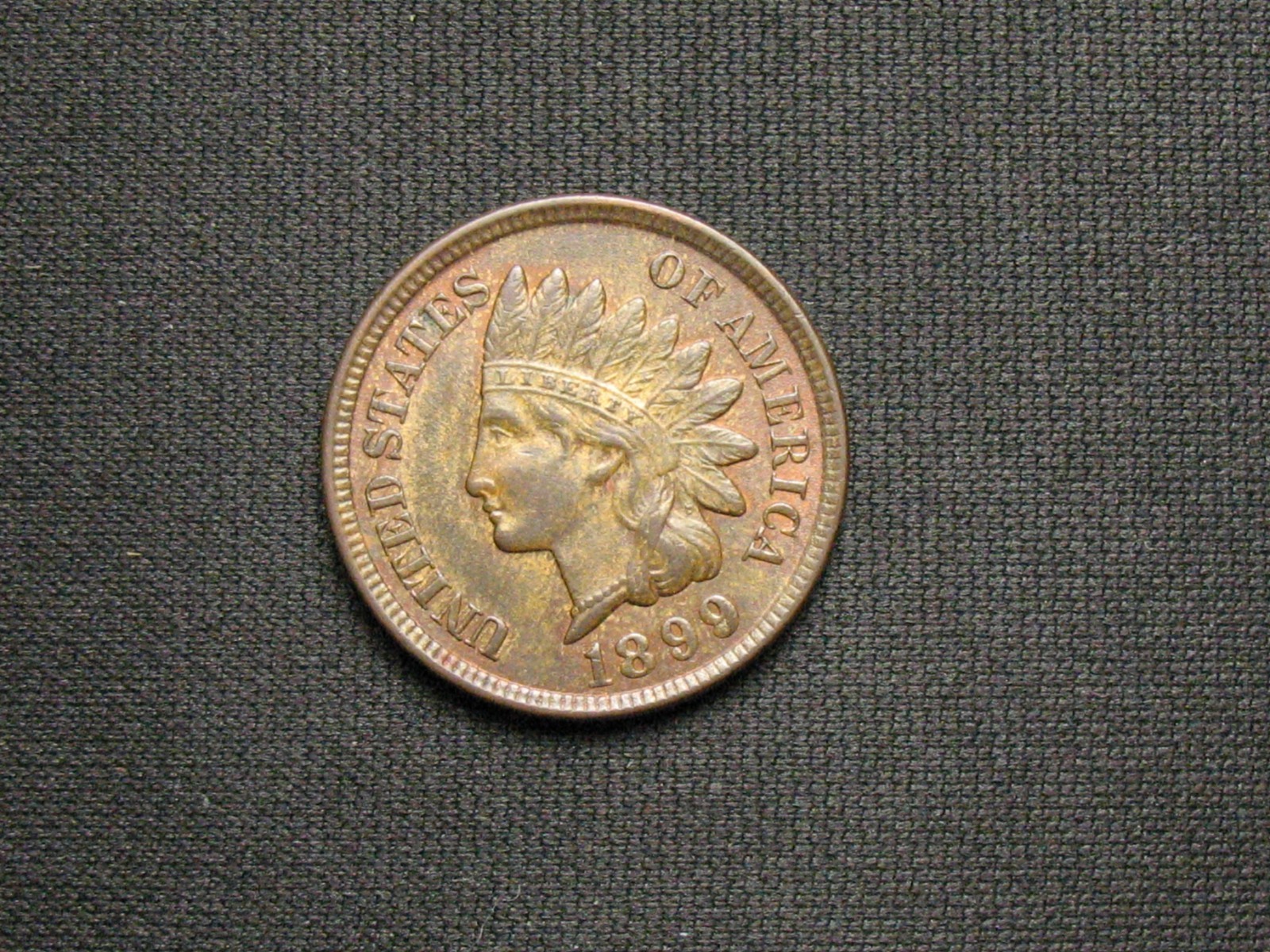 OLD COPPER COIN! BU 1899 INDIAN HEAD CENT PENNY FULL LIBERTY & DIAMONDS LOT 36us