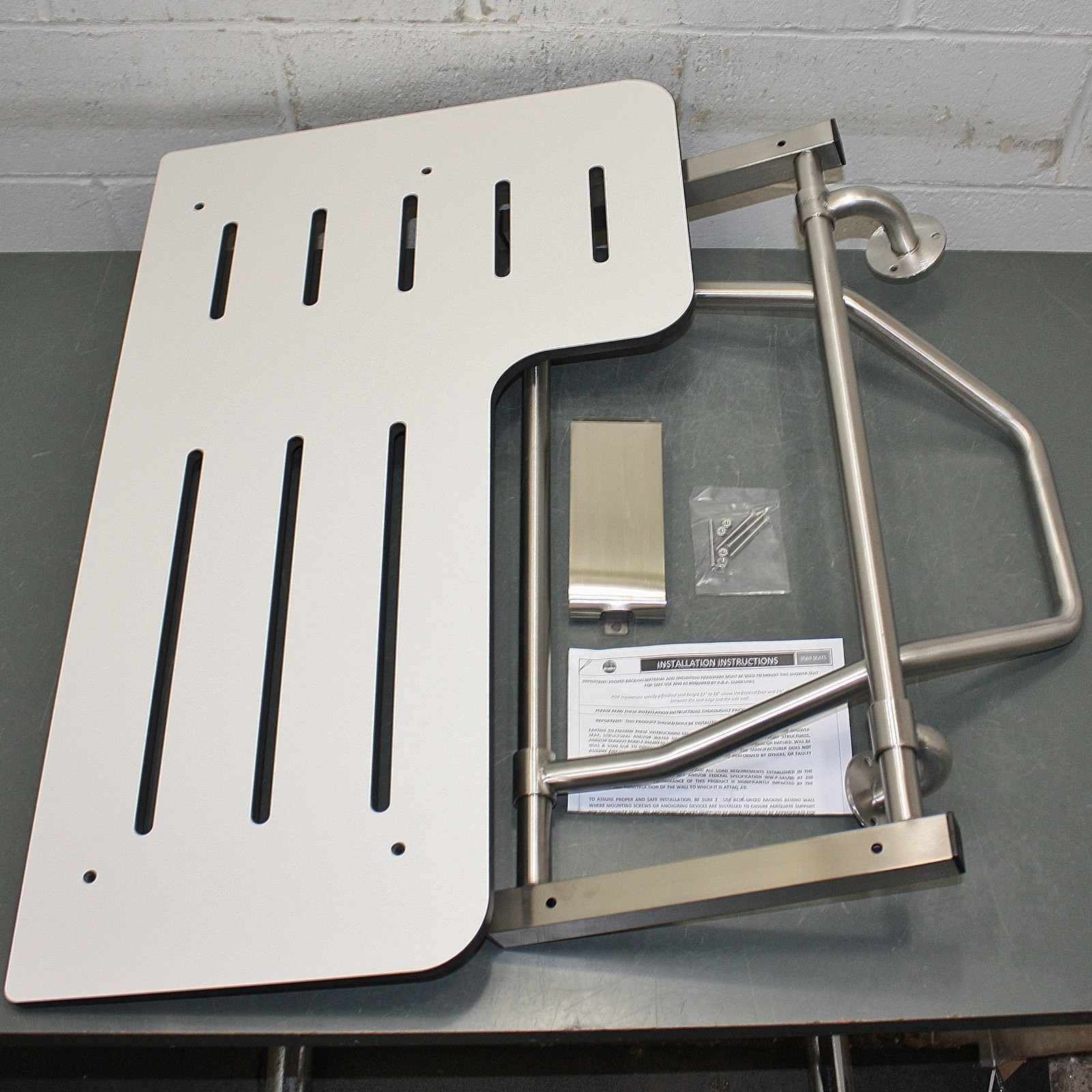 Bradley Folding Shower Seat 9569-000000, Wall Mounted, ADA 250lbs, Reversible L