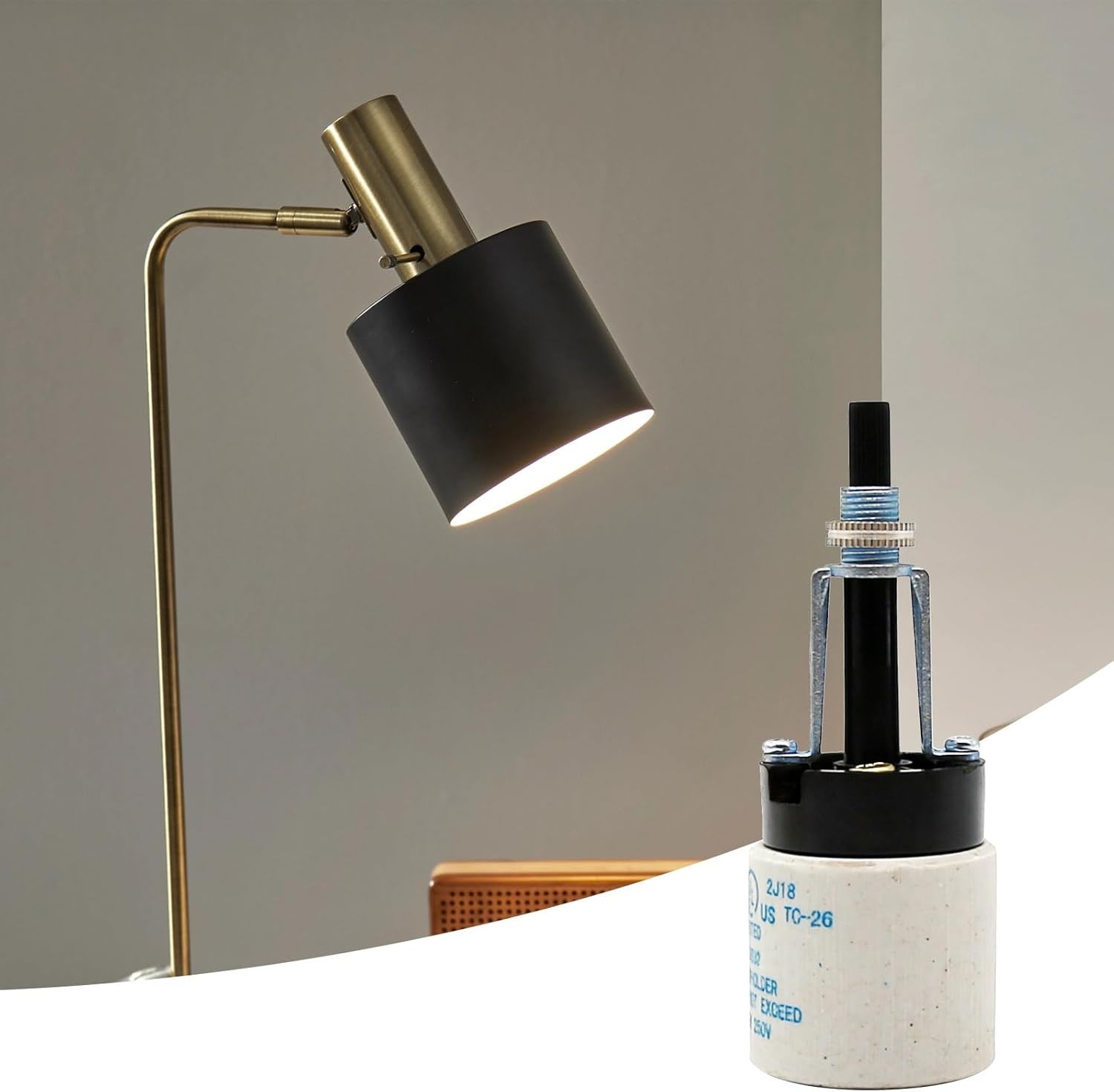 E26 Universal Ceramic Light Socket with Rotary Switch 250V 660W for Lamp...