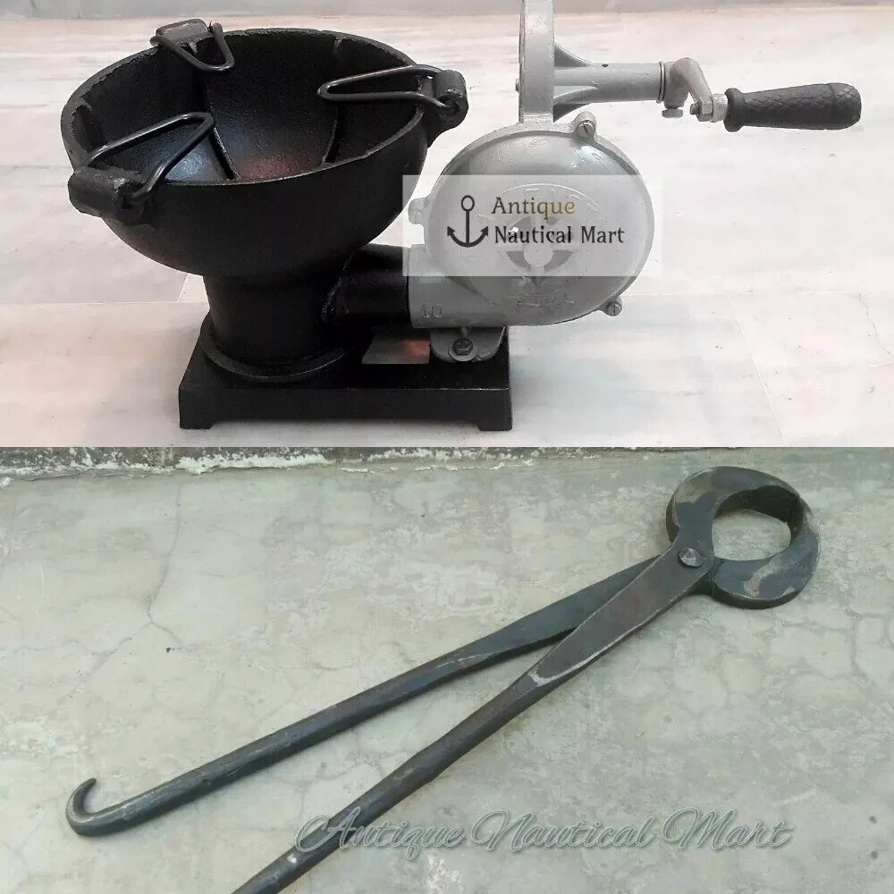 Forge Furnace With Hand Blower Pedal Type Handle with Iron Tong Useful