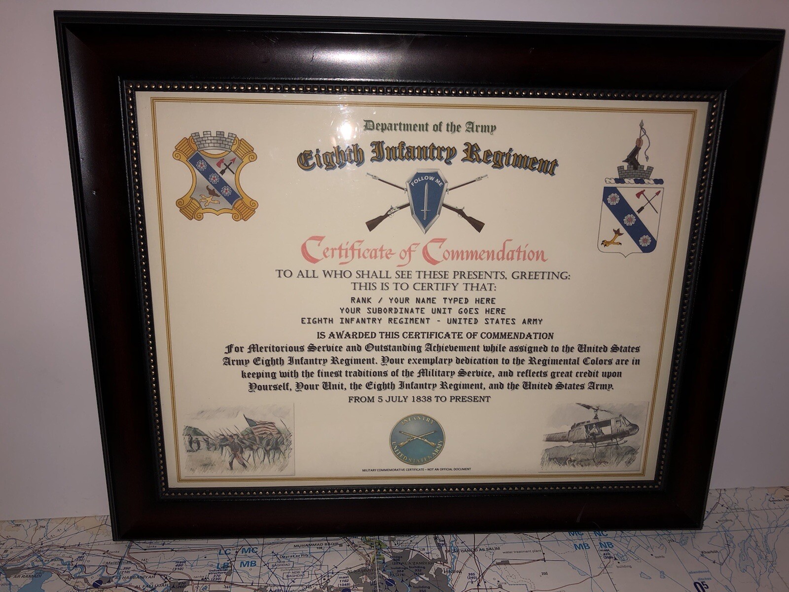 8TH INFANTRY REGIMENT / COMMEMORATIVE - CERTIFICATE OF COMMENDATION