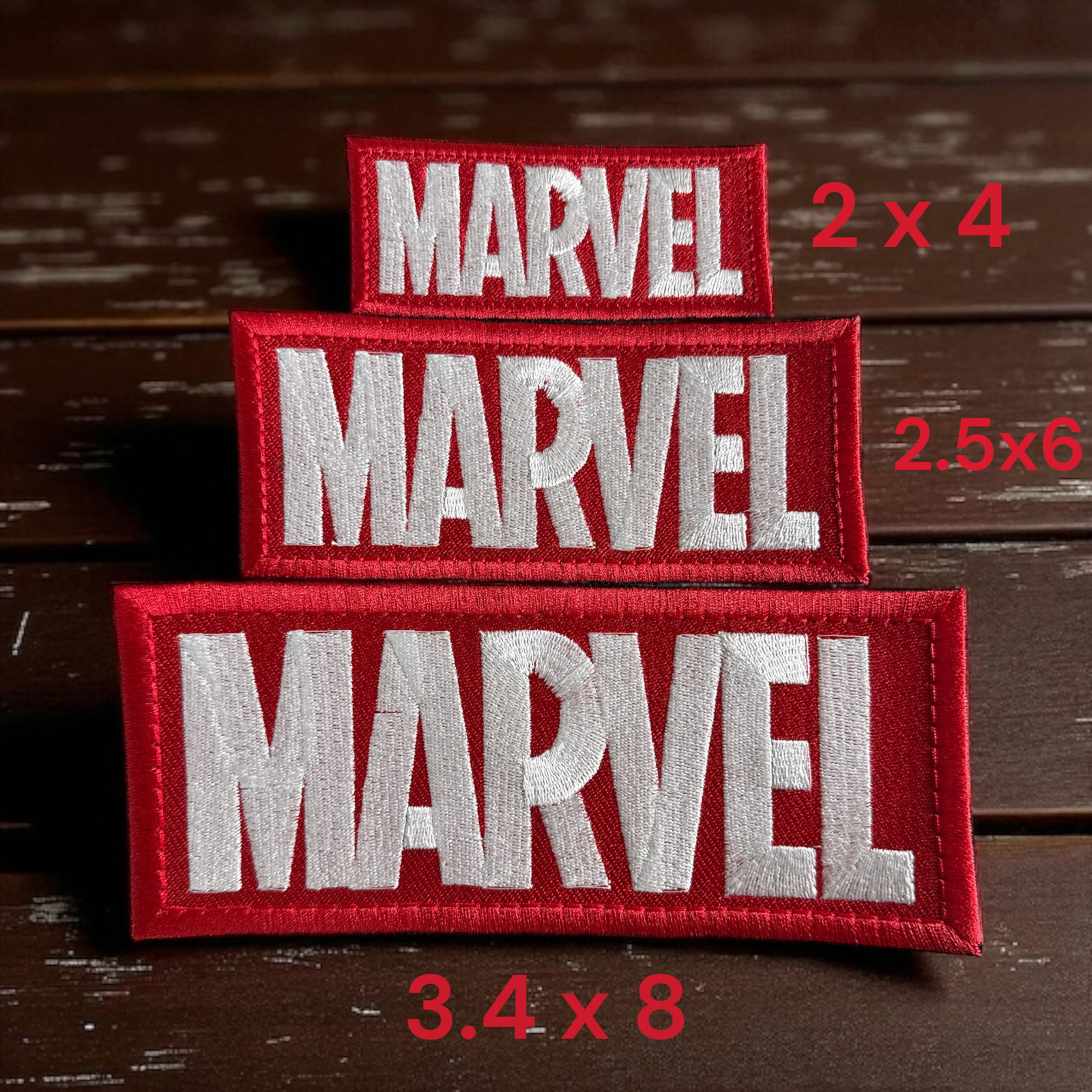 Marvel Logo Embroidery Patch 2" X 4" - 2.5" X 6" - 3.4" X 8.00"