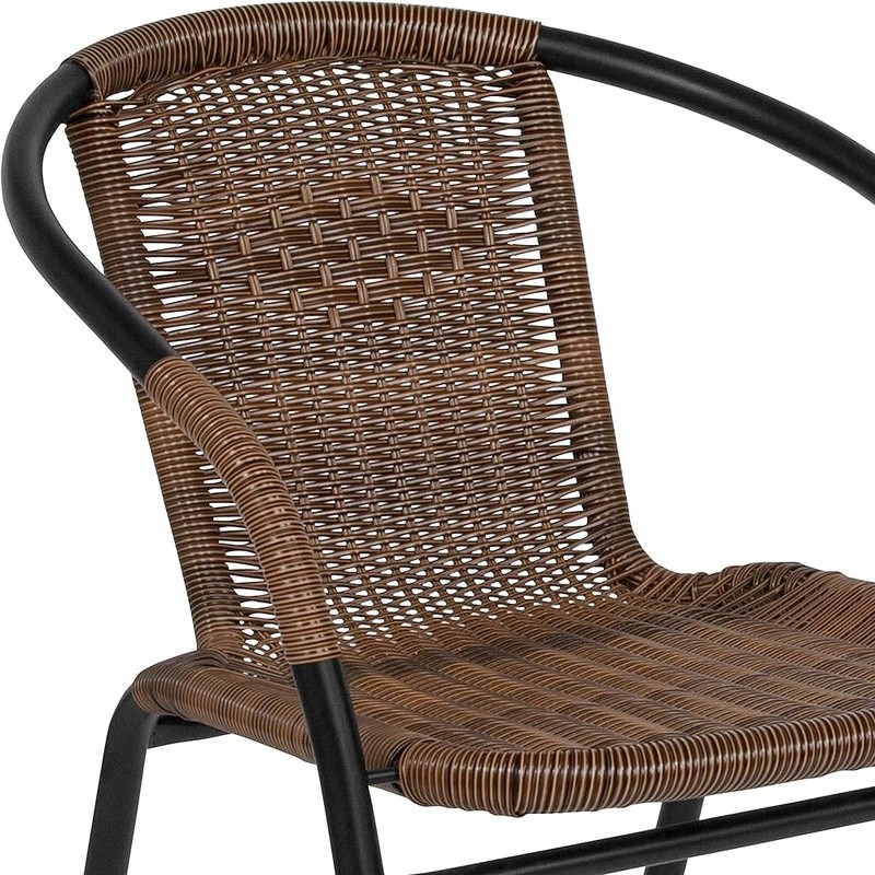 Set of 2 Rattan Chair Indoor Outdoor Ergonomic Stackable Dining Chairs