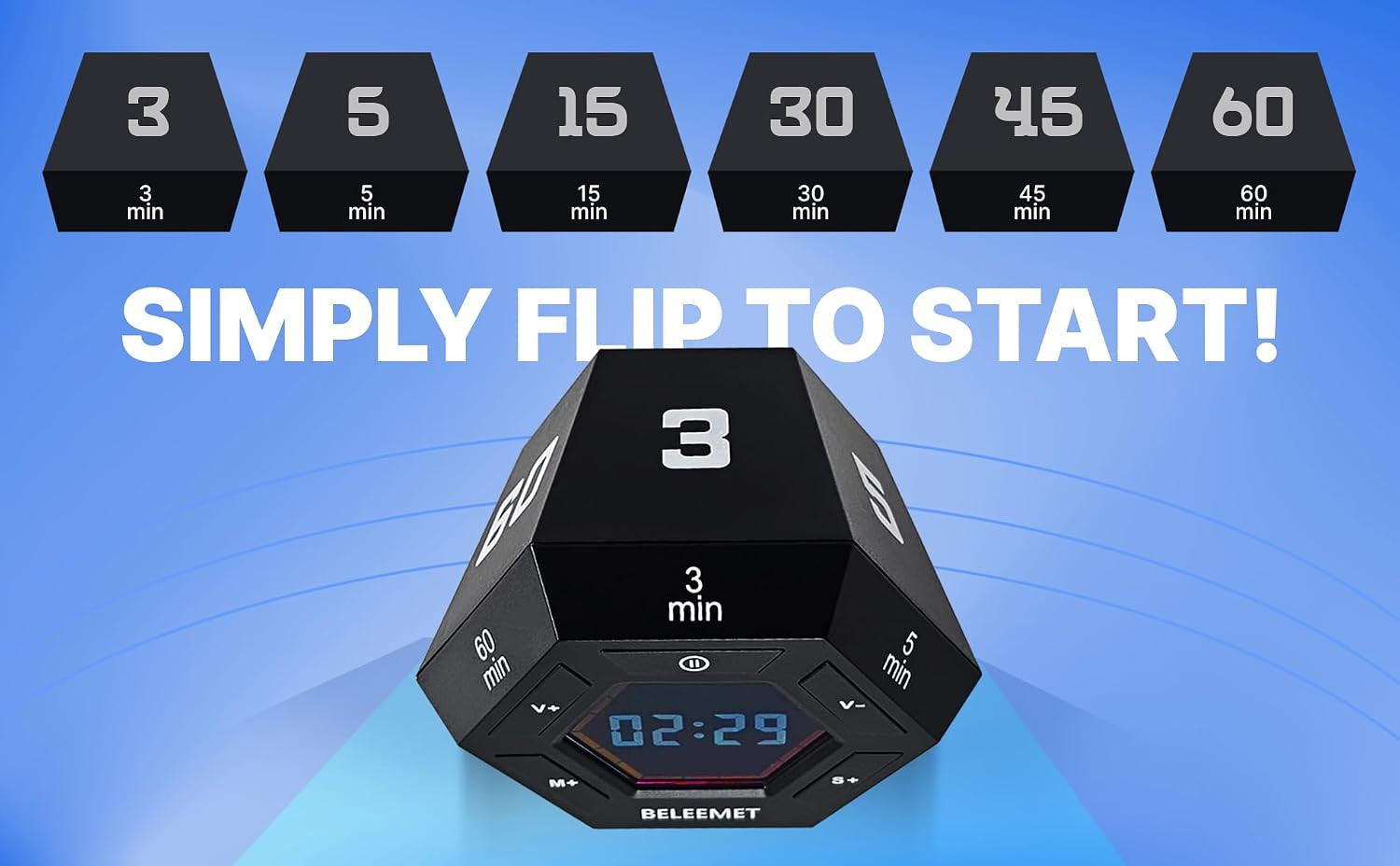 Pomodoro Timer,Hexagon Cube Magnetic Flip,ADHD Tools for Adults/Kids Task Timer
