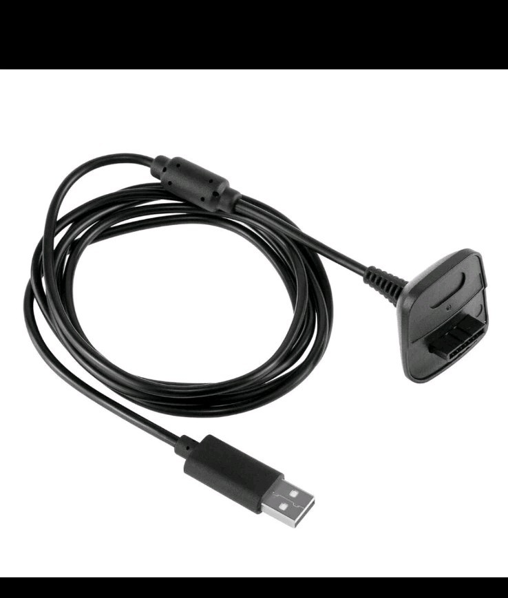For Xbox 360 Black Wireless Controller USB Charging Cable Replacement Charger