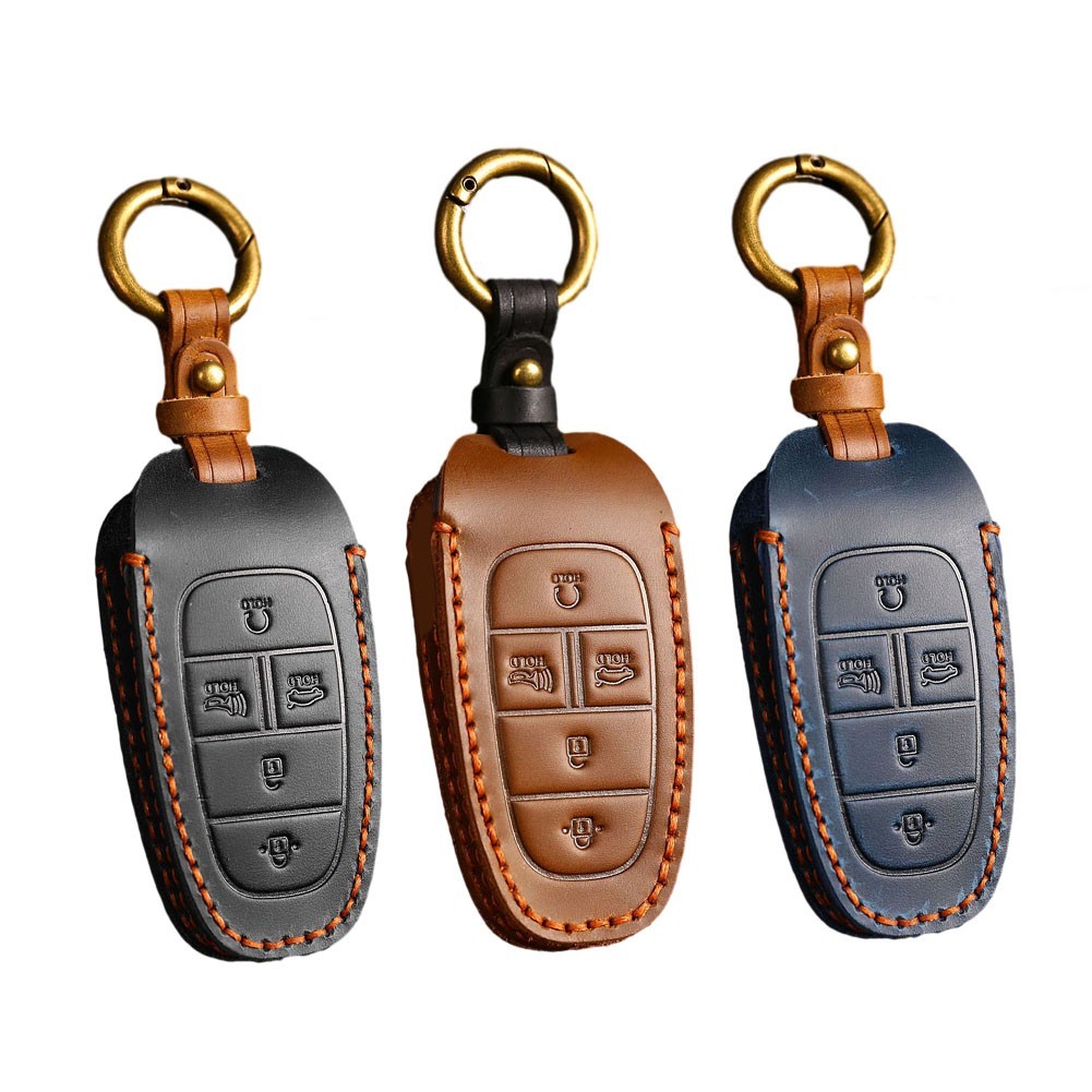 Cushioned Leather Car Key Cover Designed Specifically for Hyundai Keys