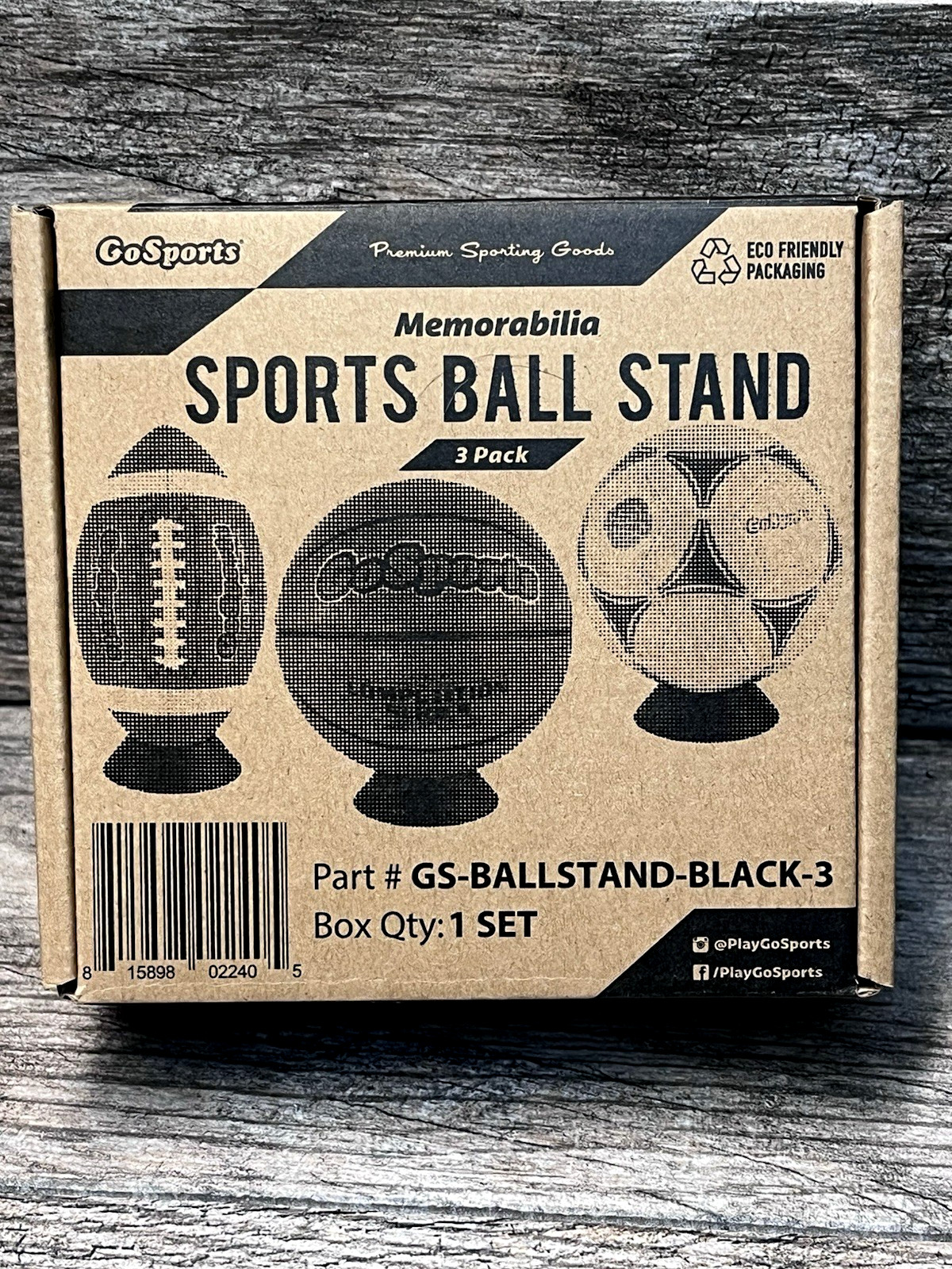 GoSports Black Ball Stand & Holder for Sports Balls Set of 4