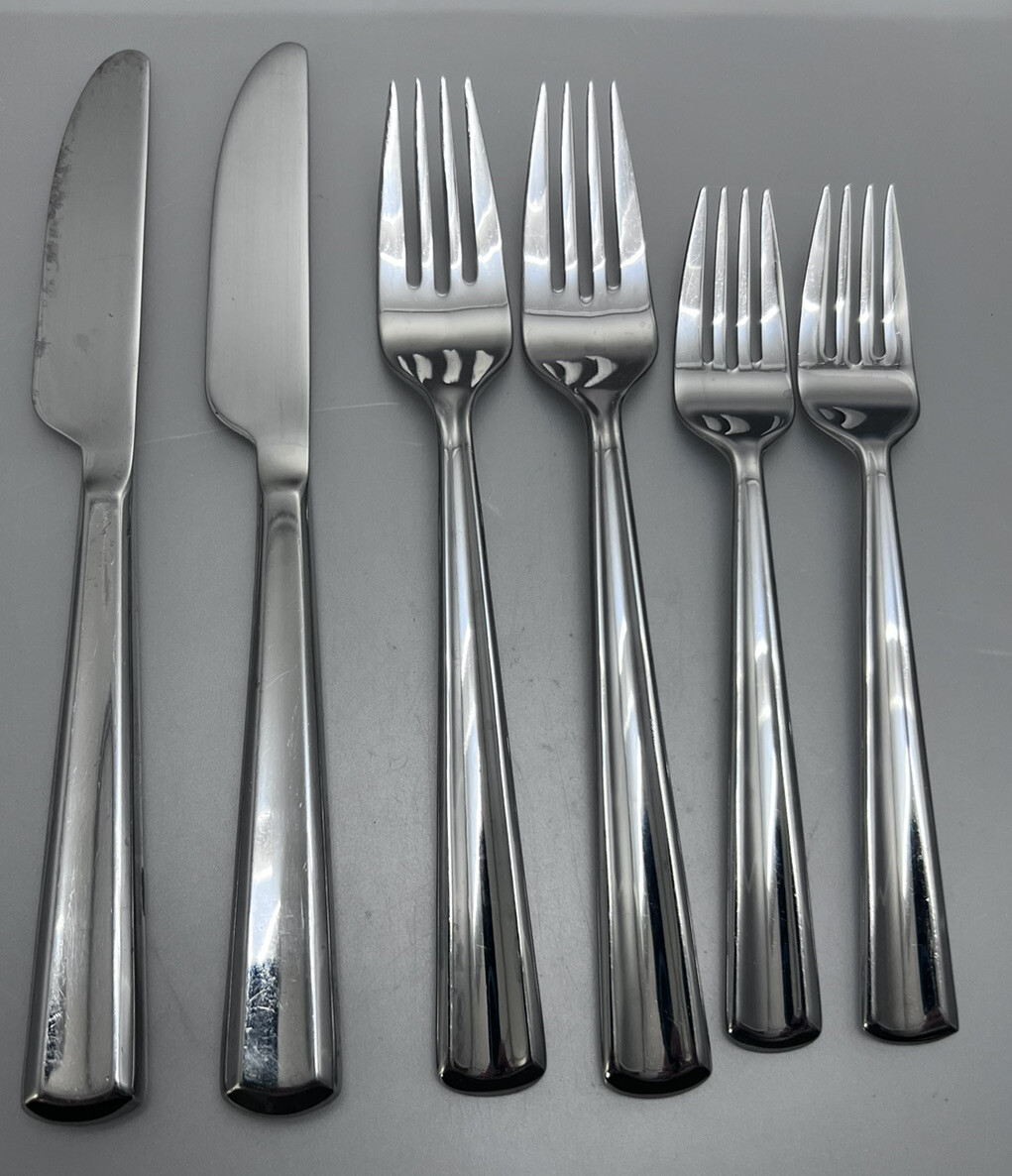 6 pc  Gourmet Settings GS Chute River 2 Knives, 2 Forks, 2 Salad Forks