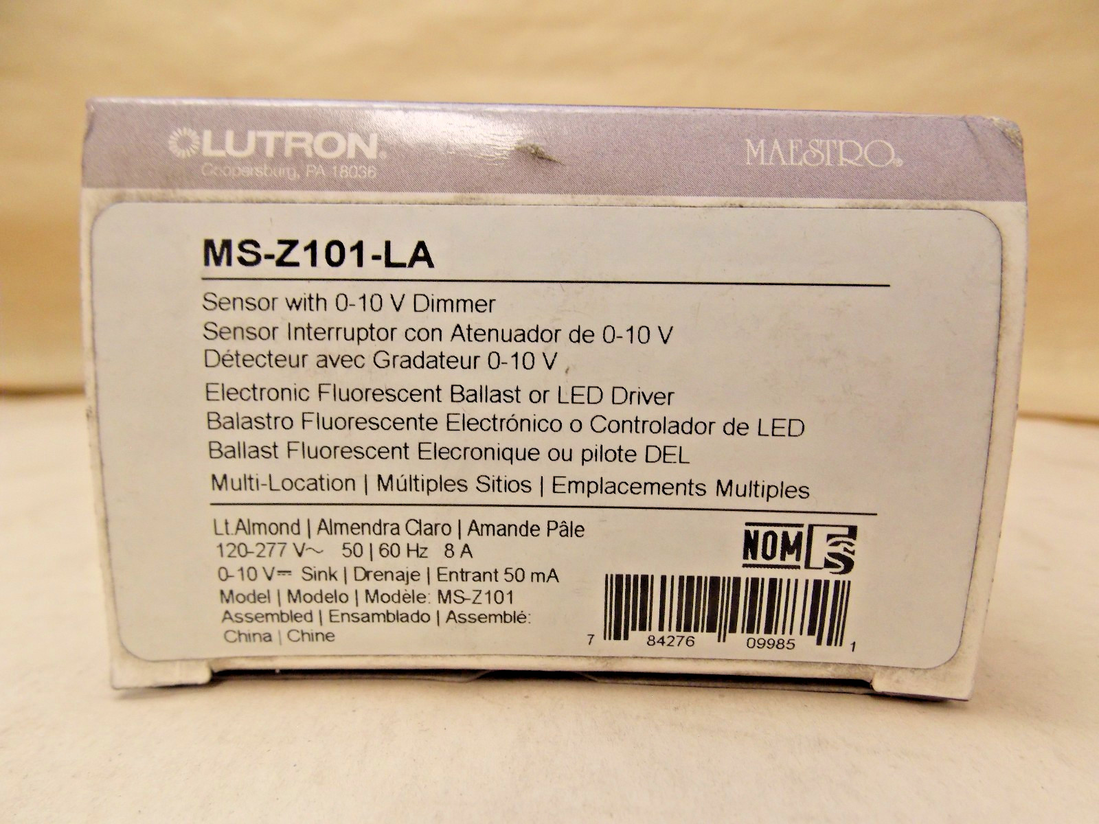 Lutron MS-Z101-LA Maestro Occupancy/Vacancy Dimmer Sensor Switch - Light Almond