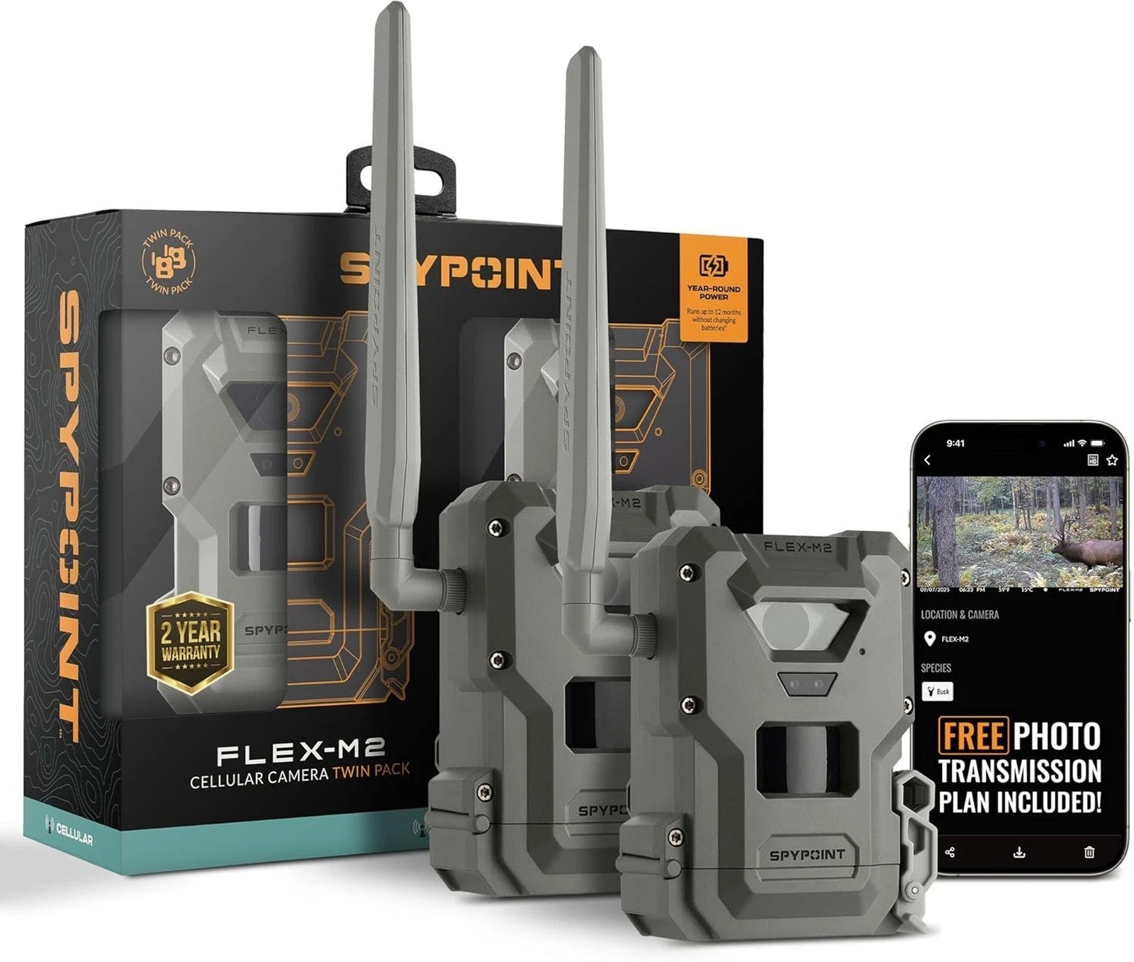 Trail Camera Cellular Twin Pack No WiFi GPS Night Vision Dual-SIM LTE 32MP 1080p