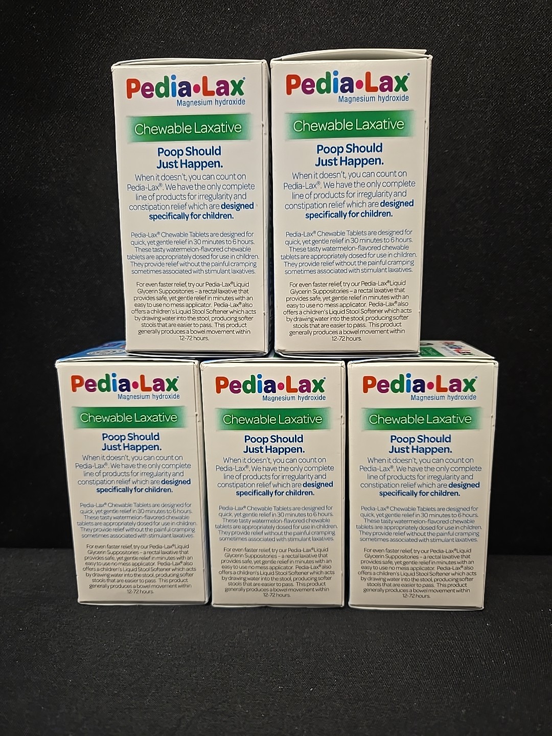 5pc Lot Pedia-Lax Chewable Laxative 30 Chewable Tablets Each Exp 6/26