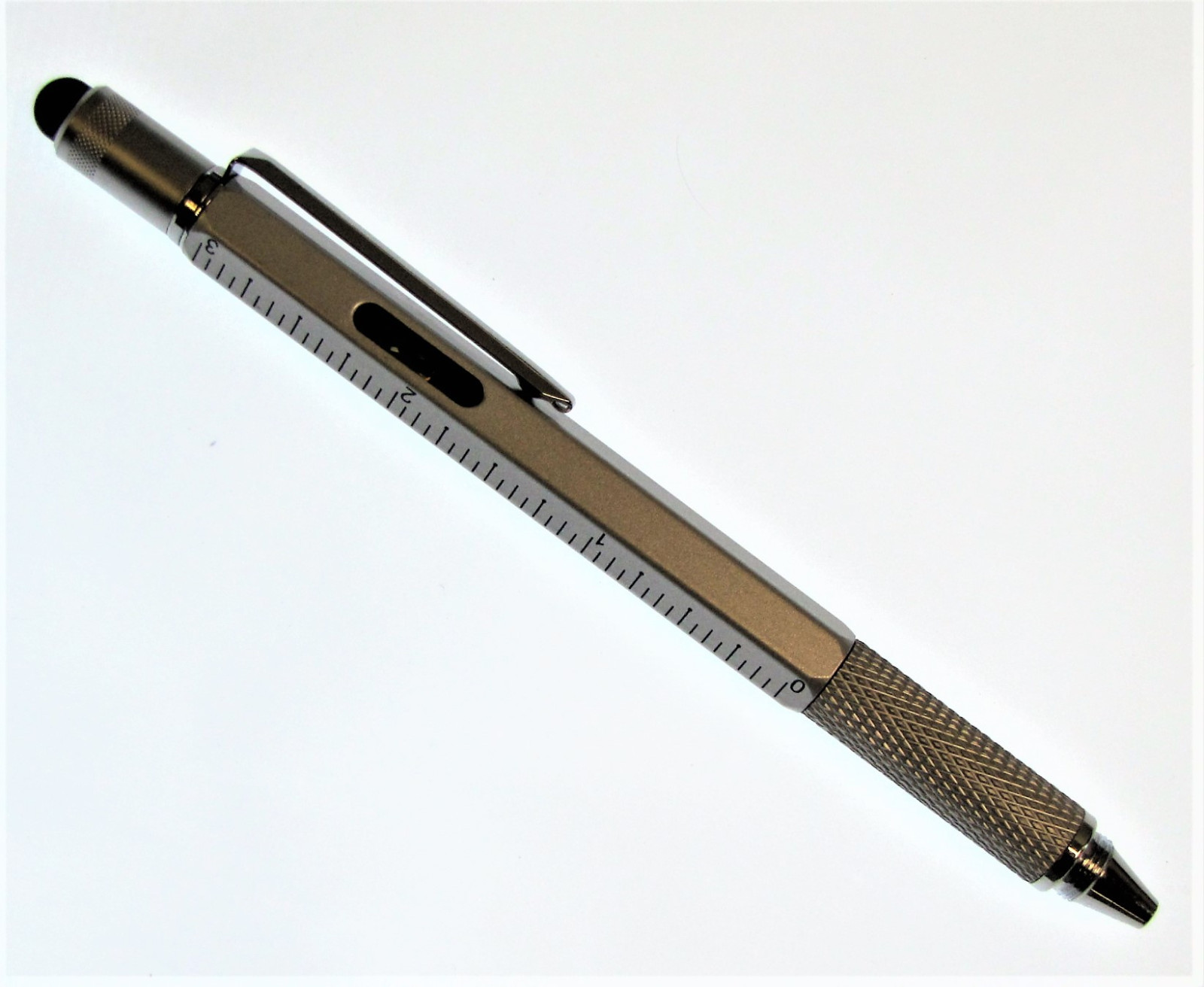 Pocket Pen Screw Driver Stylus Bubble Level Ruler Multi-Tool 6 in 1 Silver