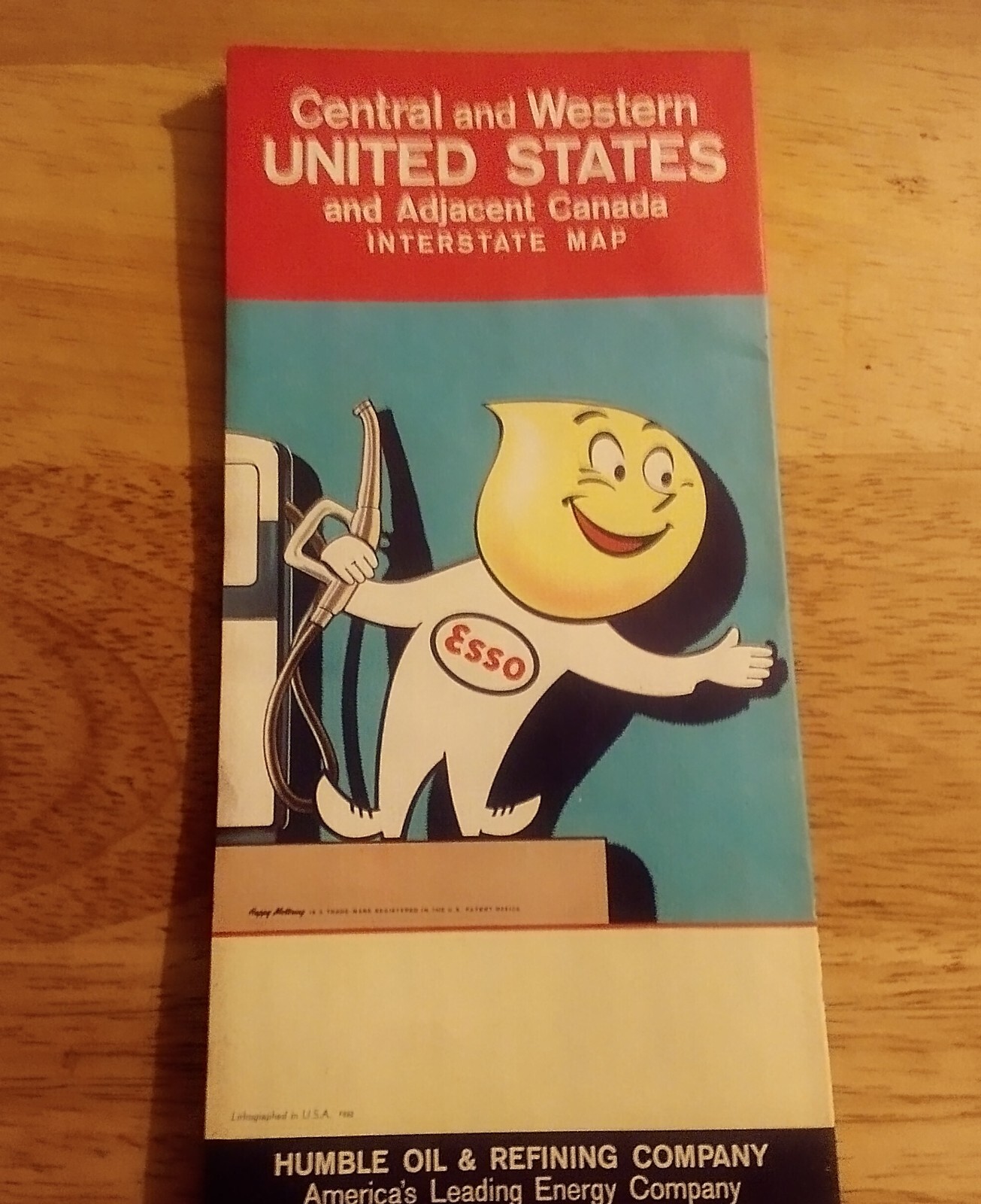 1962 Esso Road Map - Central and Western United States  - New old Stock