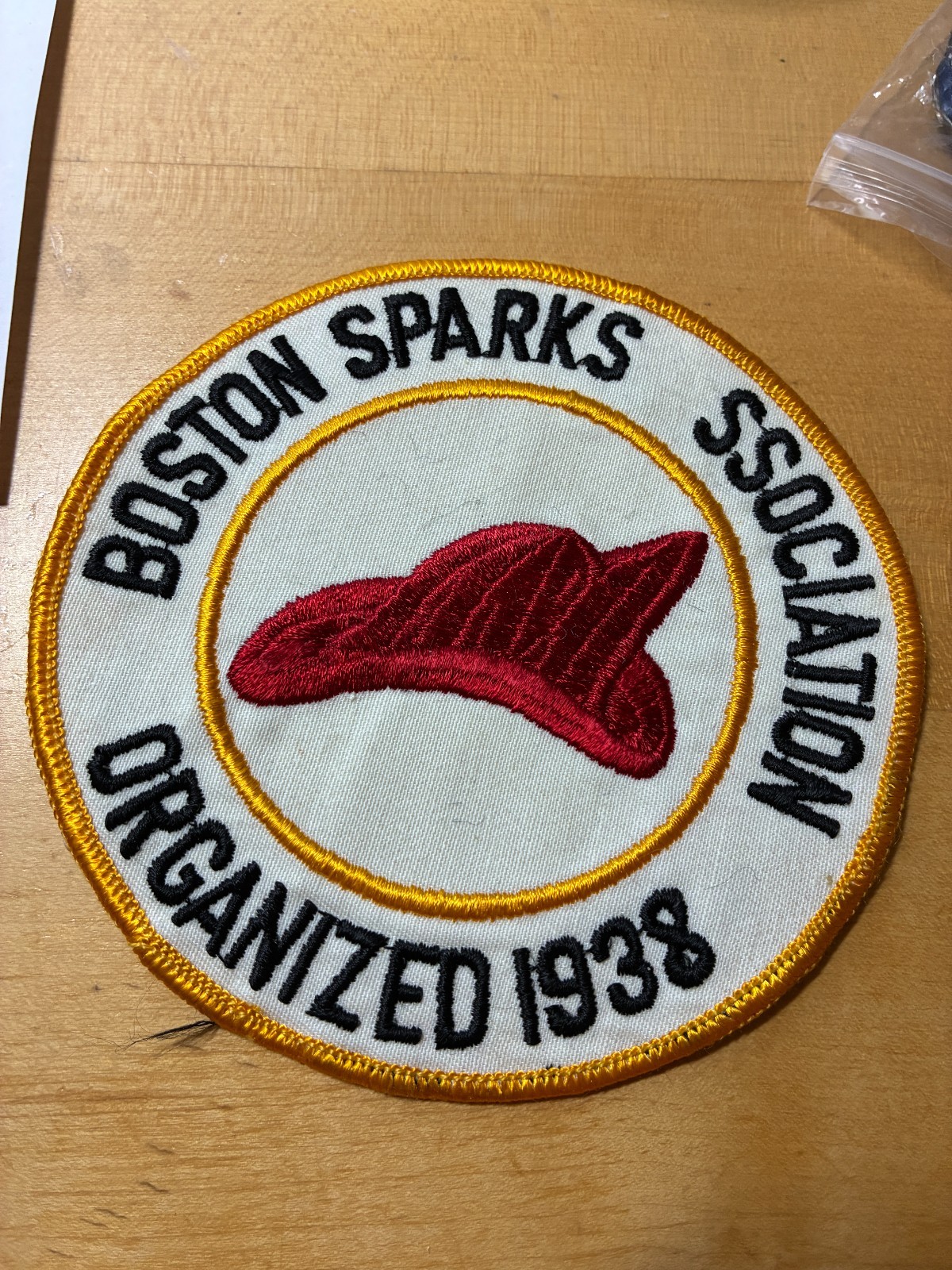 Boston Sparks Association, Organized 1938, 5" diameter patch. Free Shipping