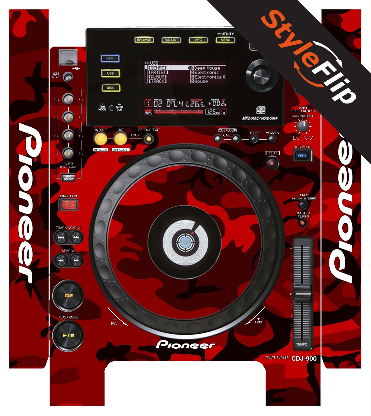 Pioneer CDJ-900 Skin | Camo Red | Protective Decal | StyleFlip Skins