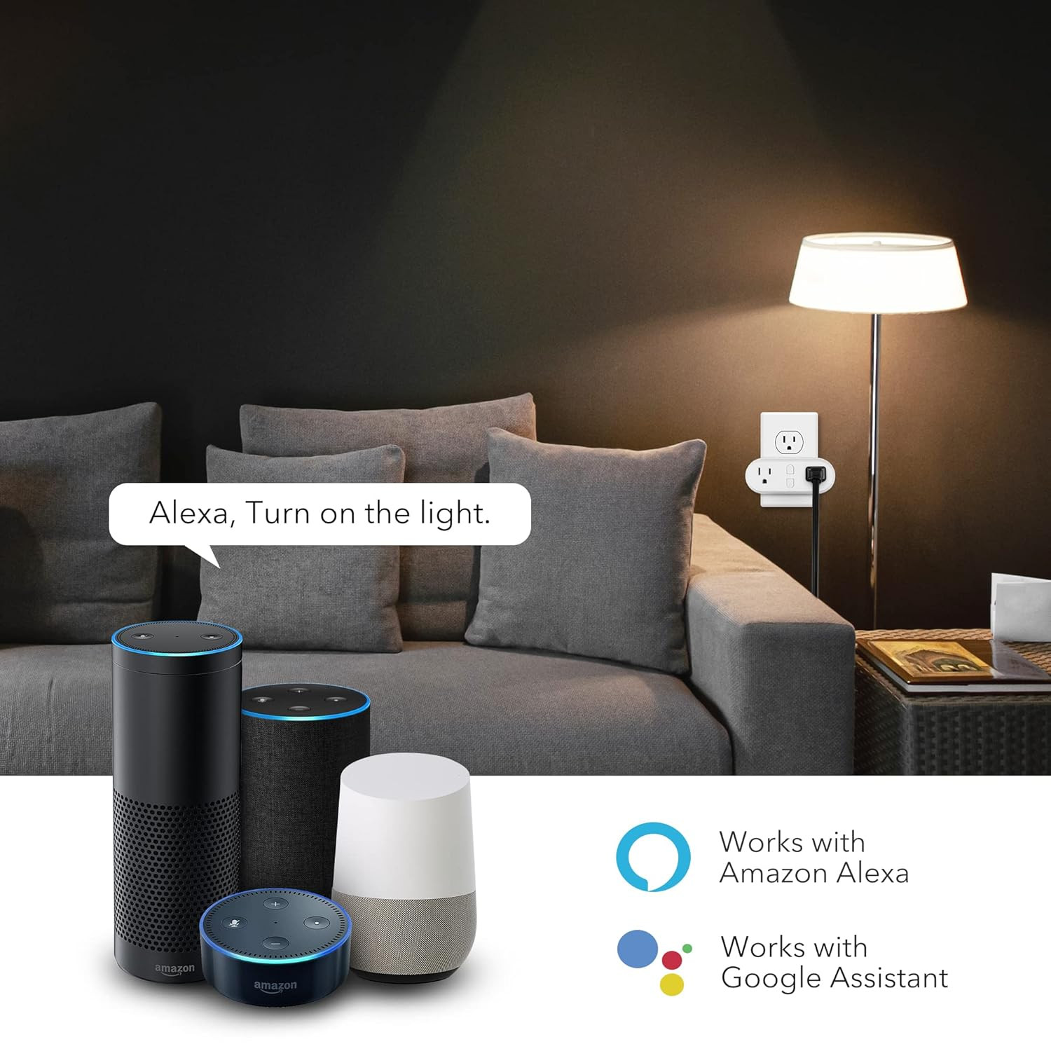 Enchufe inteligente de 15 A, extensor de toma de corriente con WiFi y Bluetooth,