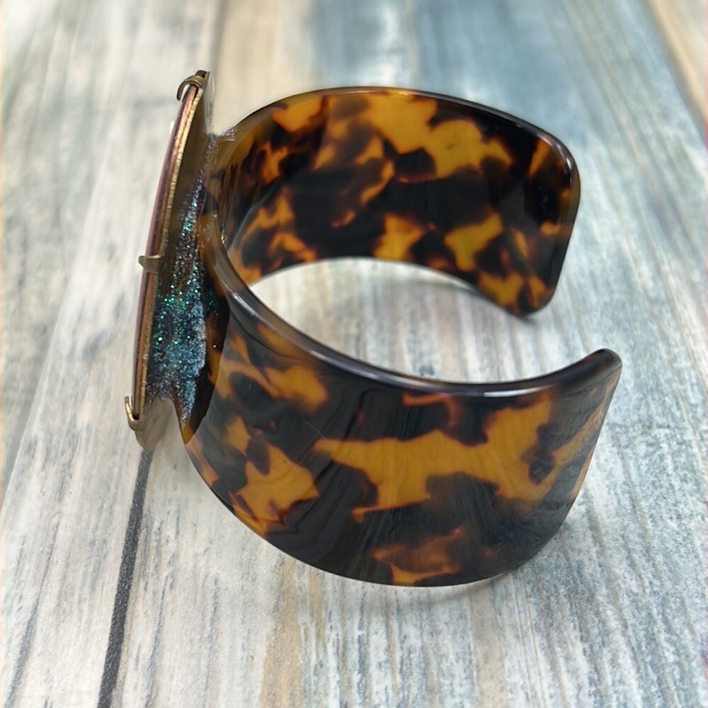 Adorned Crown Artisan Assemblage tortoise shell enamel Christmas tree bracelet