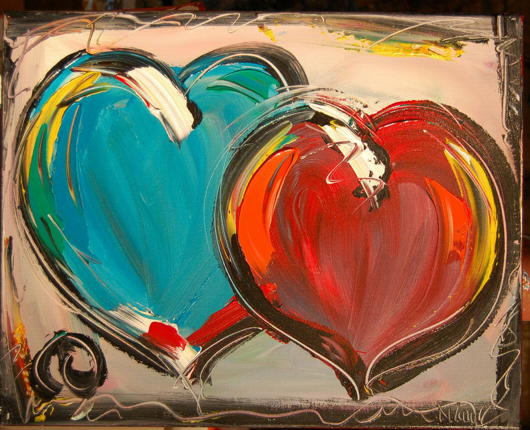 HEARTS ABSTRACT PAINTING MODERN ART  ARTIST  KAZAV defd2qew