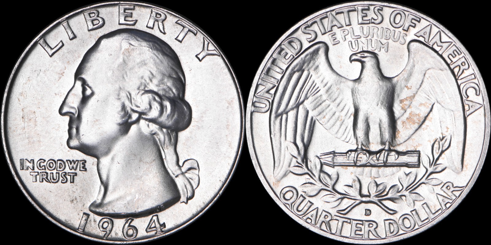 1964 D Washington Silver Quarter GEM BU (1) Random From OBW roll see photos