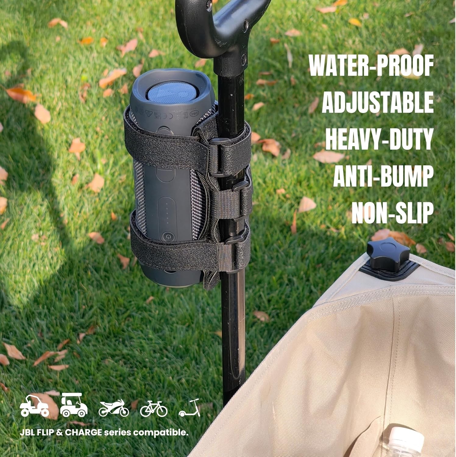 Favation Portable Speaker Mount – Foldable Adjustable Waterproof Black Textured