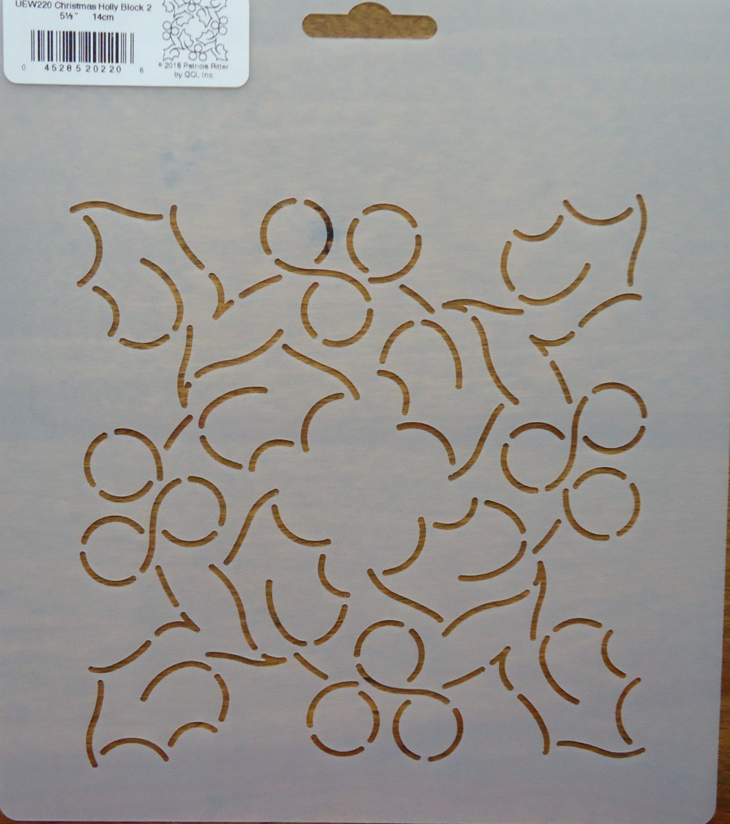 Stencil Quilting 5.5" 14cm Christmas Holly Block 2  stitch embroidery QC UEW220