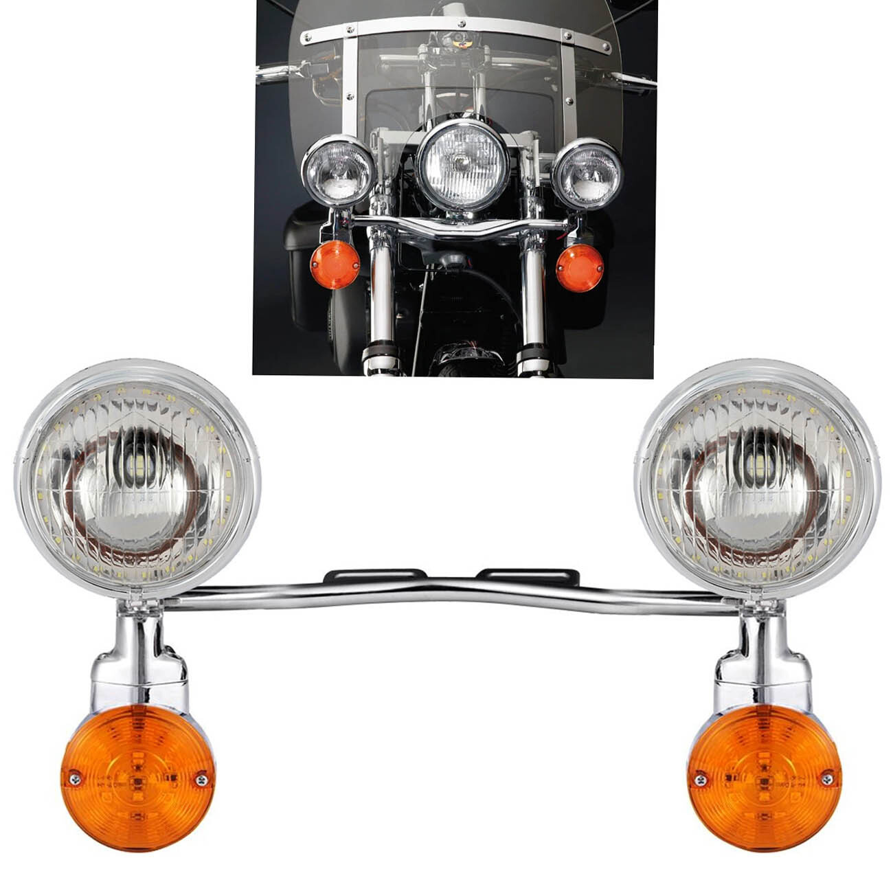 Motorcycle LED Passing Turn Signals Light Bar For Honda Suzuki Kawasaki Yamaha