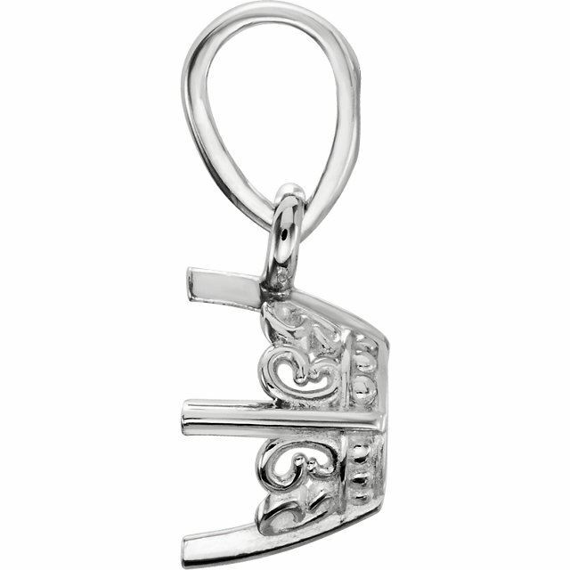 Sterling Silver Round Cut Solitaire Pendant Setting - Royal Scroll Style Pendant