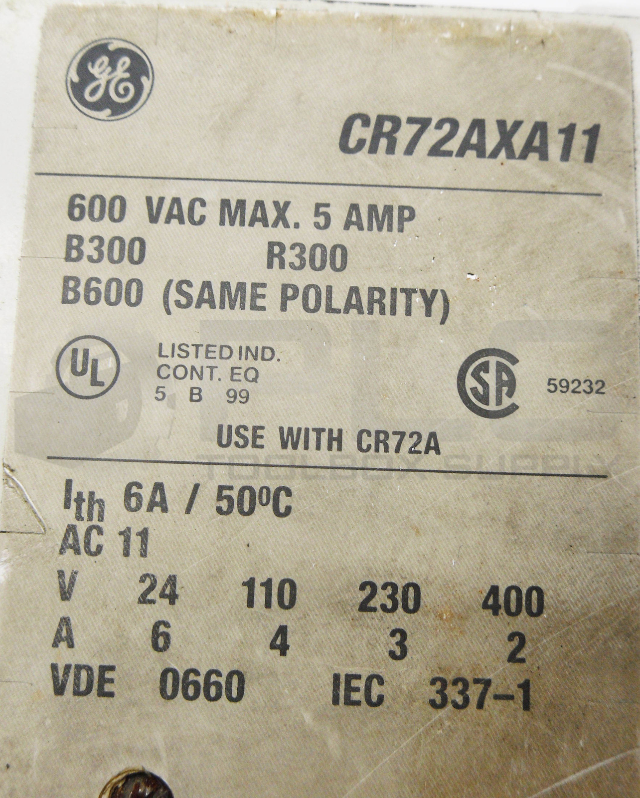 GENERAL ELECTRIC CR72AMN MANUAL MOTOR CONTROLLER 600V CR72AXA11