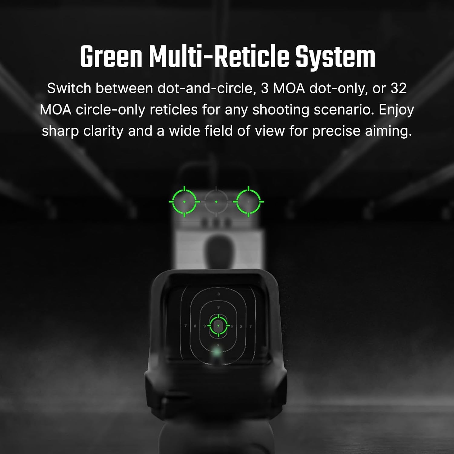 Osight C Green Dot Sight, 3 MOA Dot & 32 MOA Circle Reticle, Open Reflex Optic
