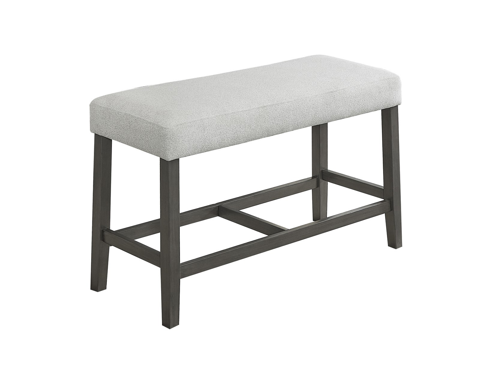 40" Light Gray Fabric Counter Height Bench with Gray Wood Frame & Wooden